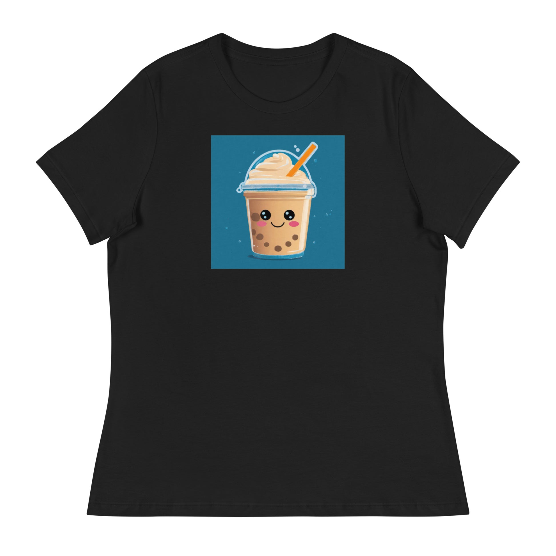 Boba Bubble Milk Tea Women's Funny Graphic Tee Black