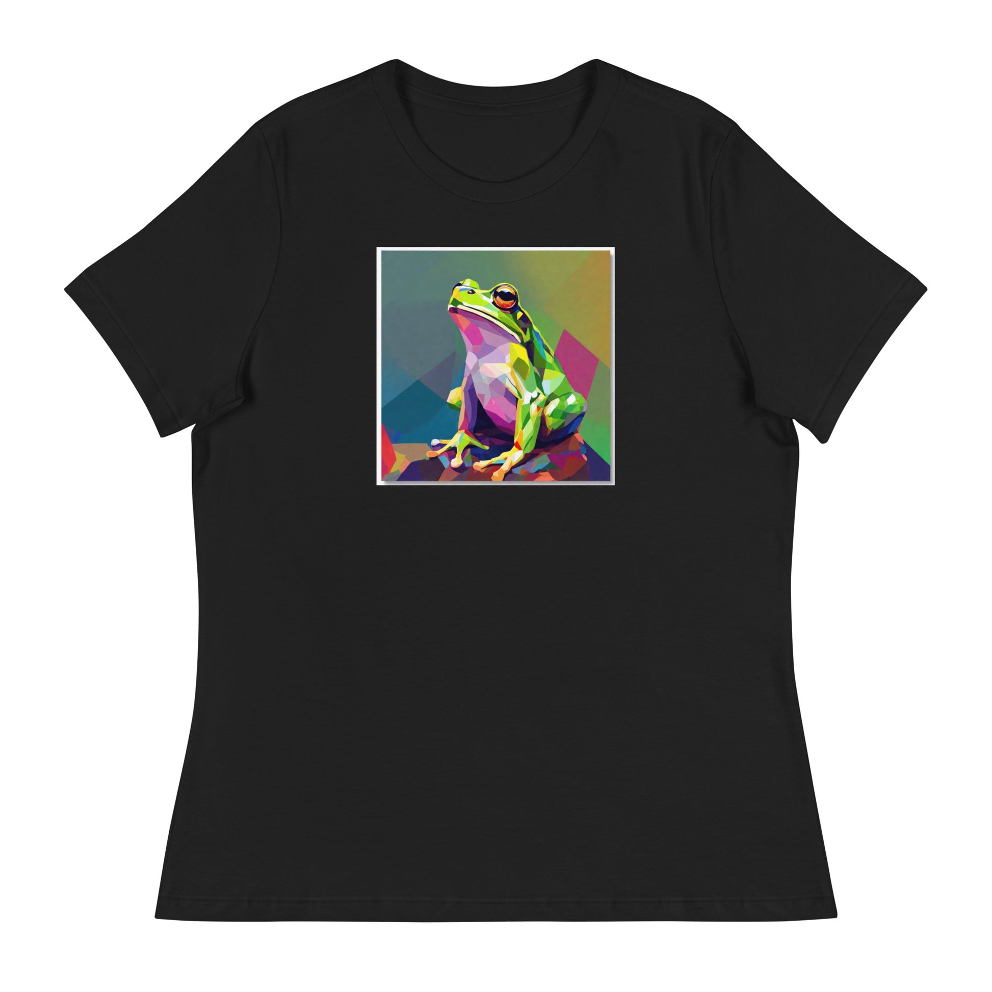 Geometric Frog Women's Animal T-Shirt Black