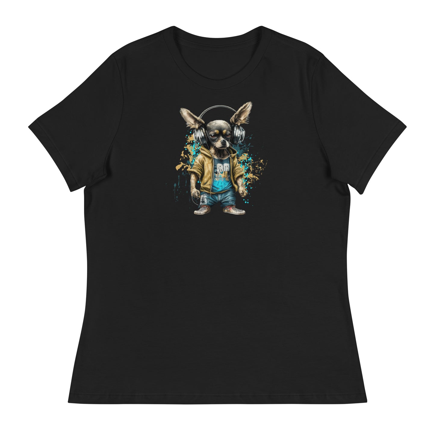 Cool Beats Chihuahua Women's Animal T-Shirt Black