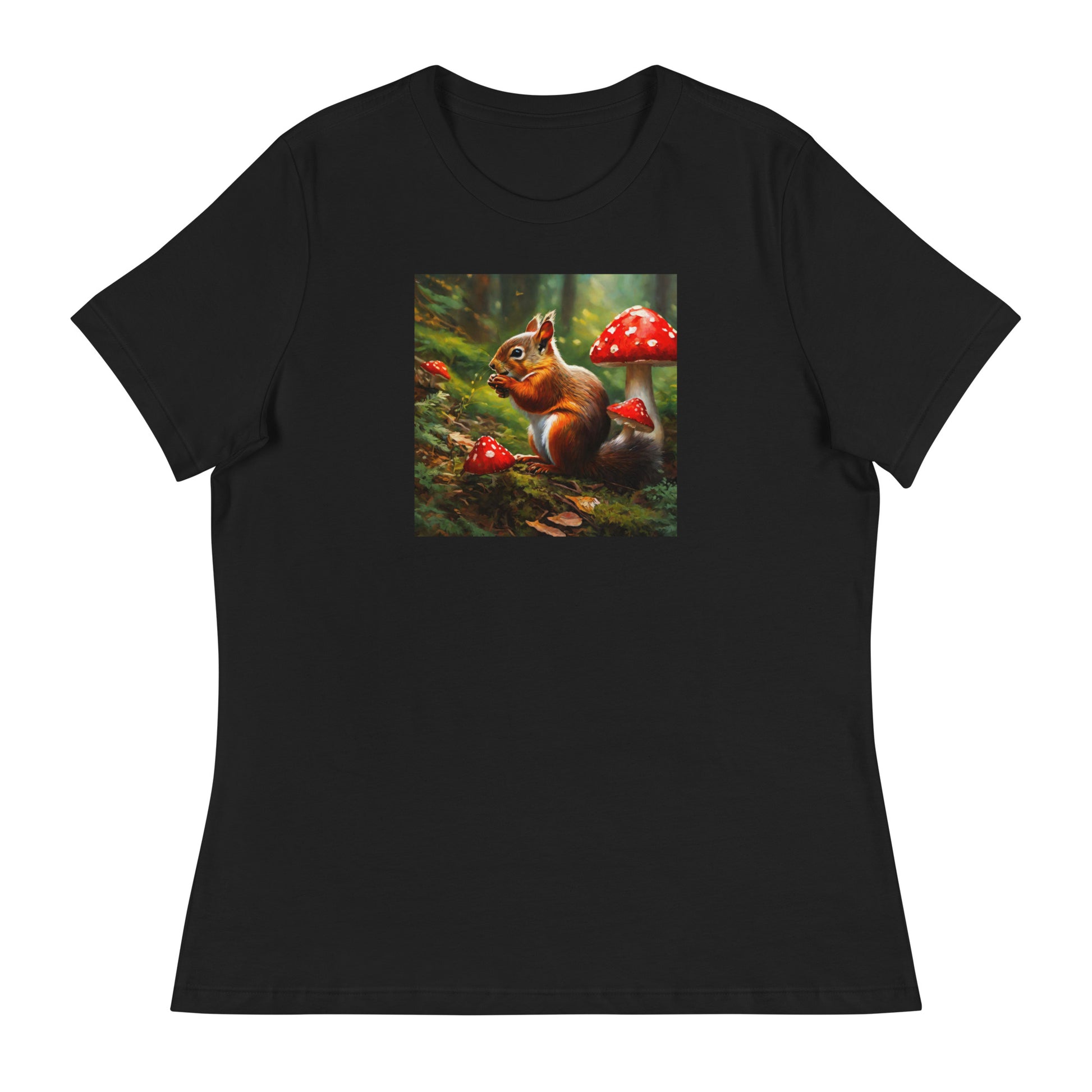 Forest Squirrel Women's Animal Lover T-Shirt Black