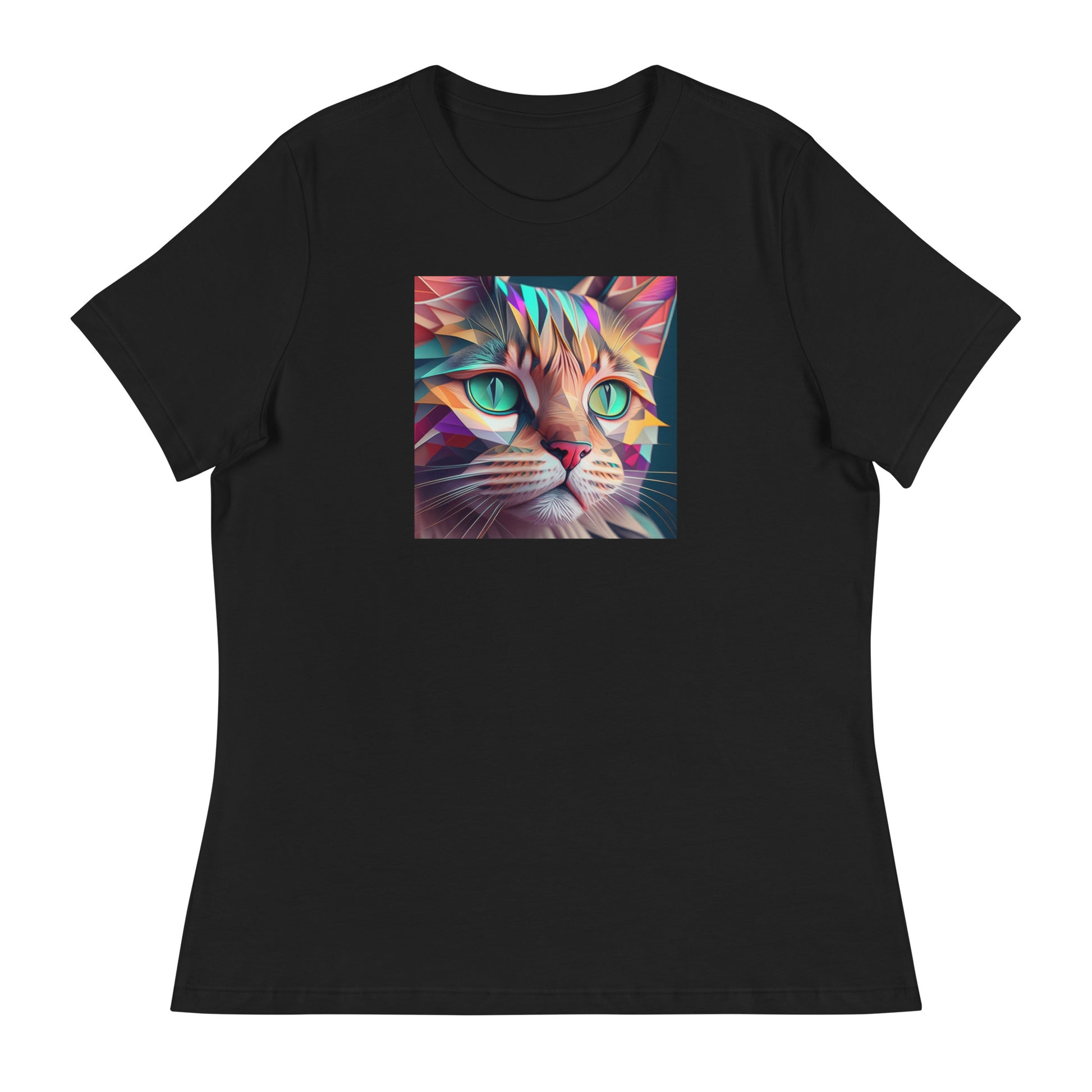 Geometric Cat Women's Cat Lover T-Shirt Black