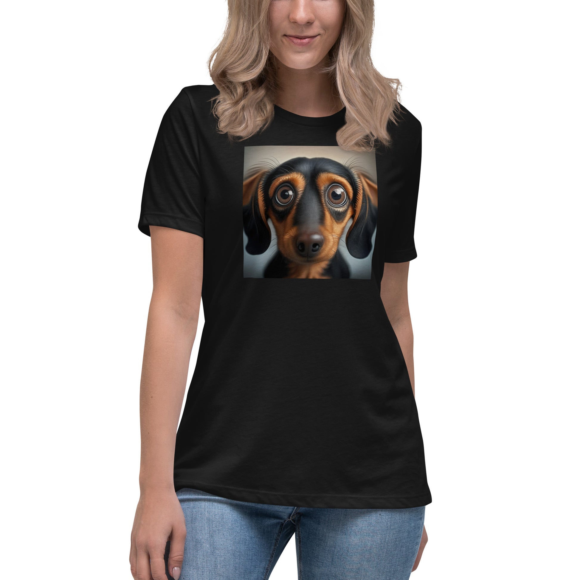 Dachshund with Puppy Dog Eyes Women's Weiner Dog T-Shirt