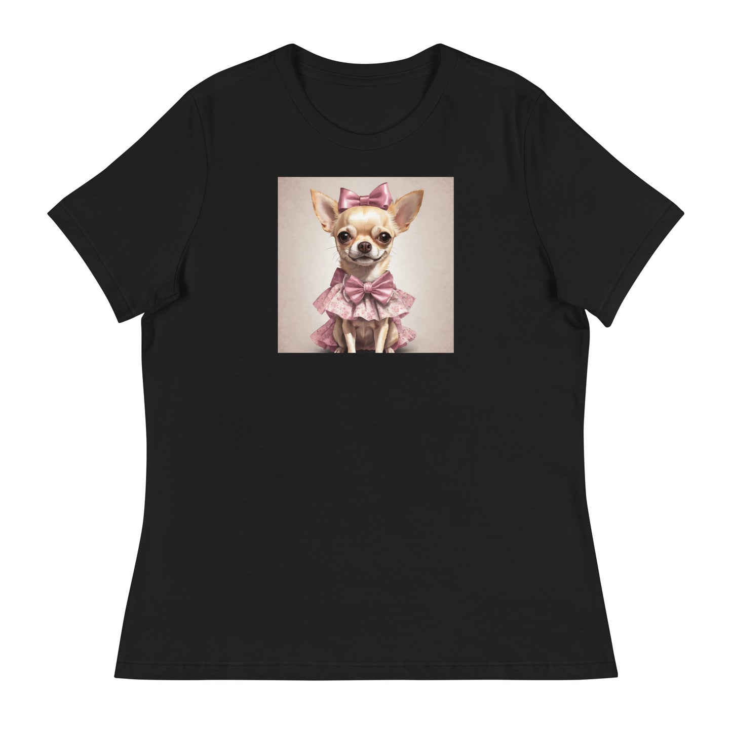 Chihuahua in Pink Dress Women's Dog Lover T-Shirt Black