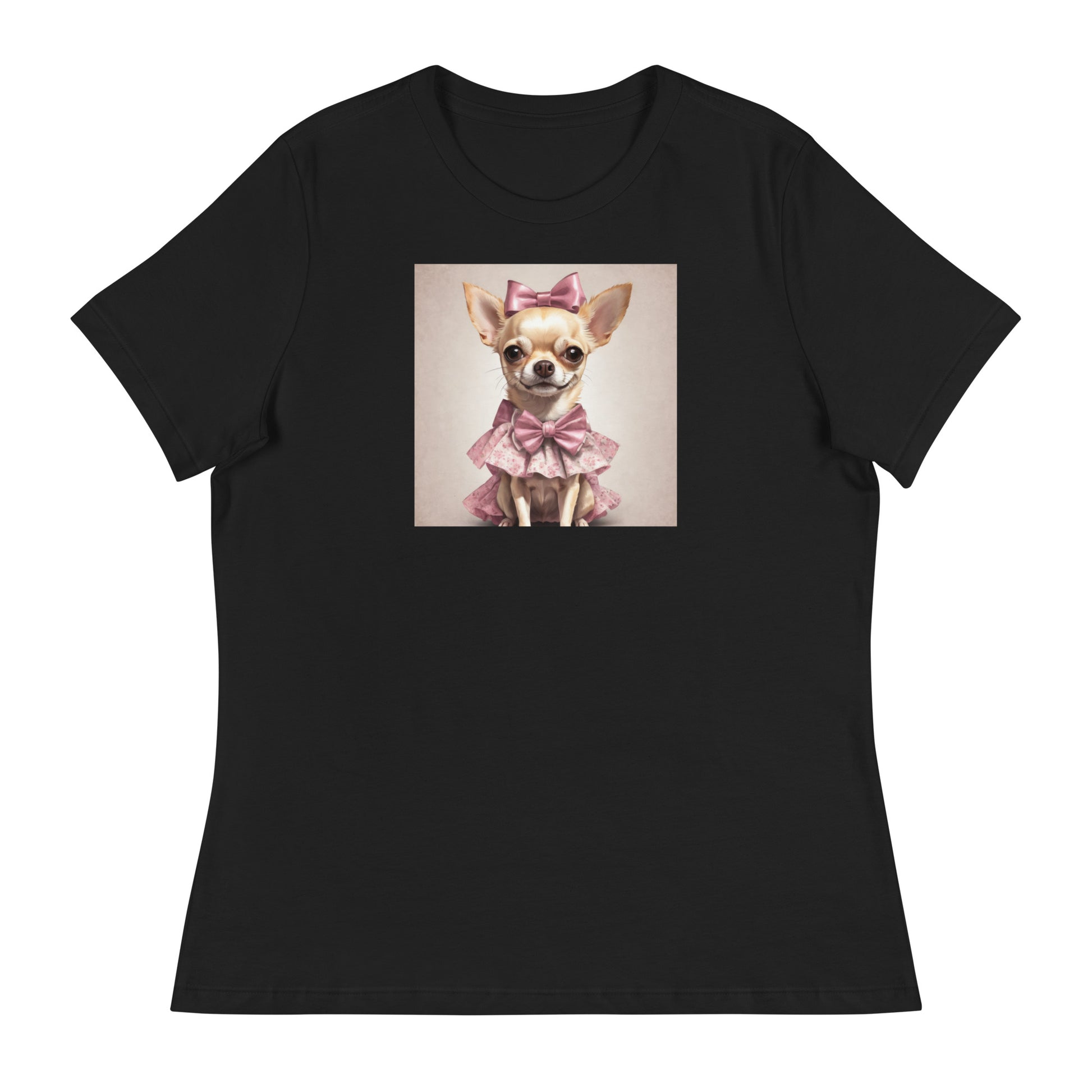 Chihuahua in Pink Dress Women's Dog Lover T-Shirt Black