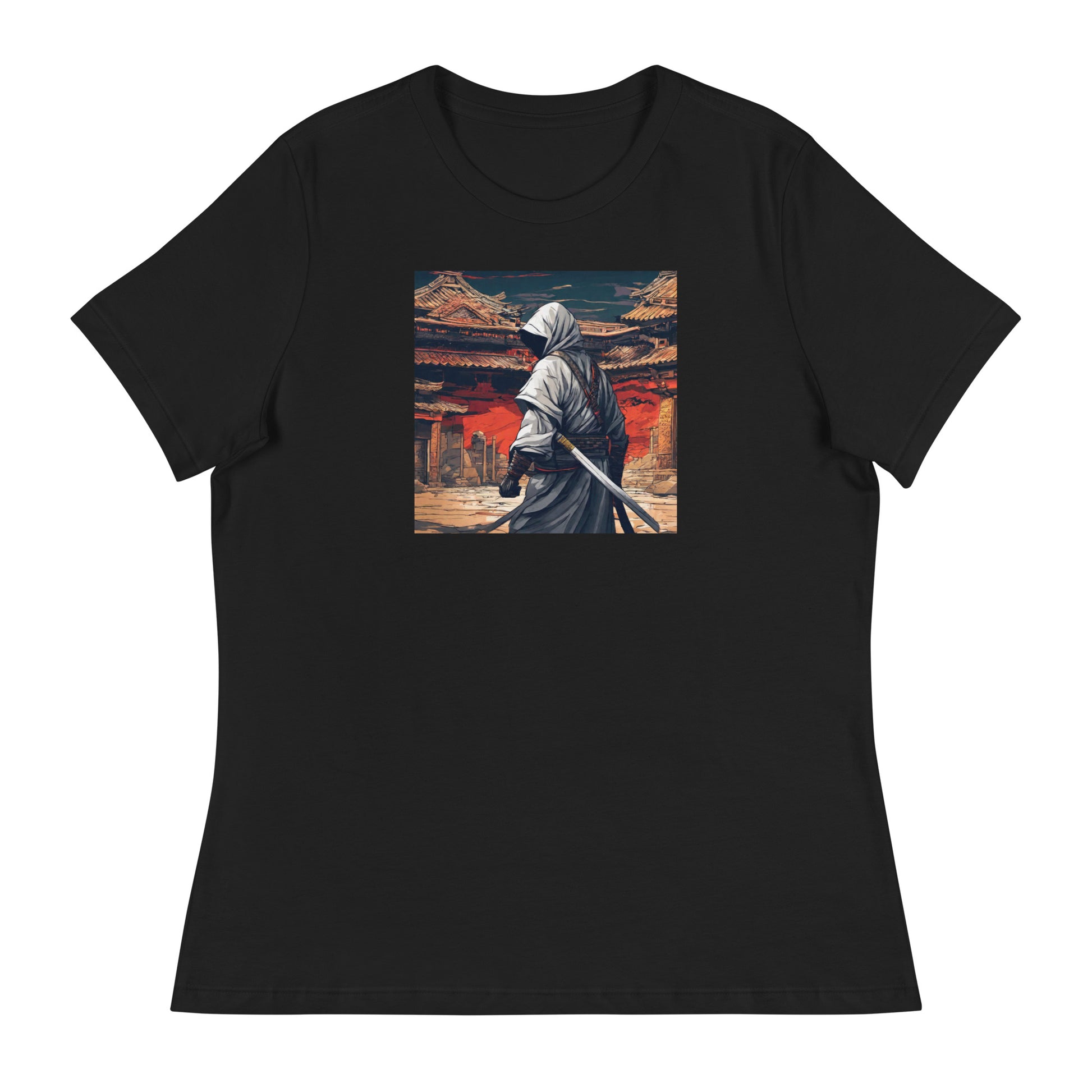 Shadowy Samurai Women's Anime T-Shirt Black