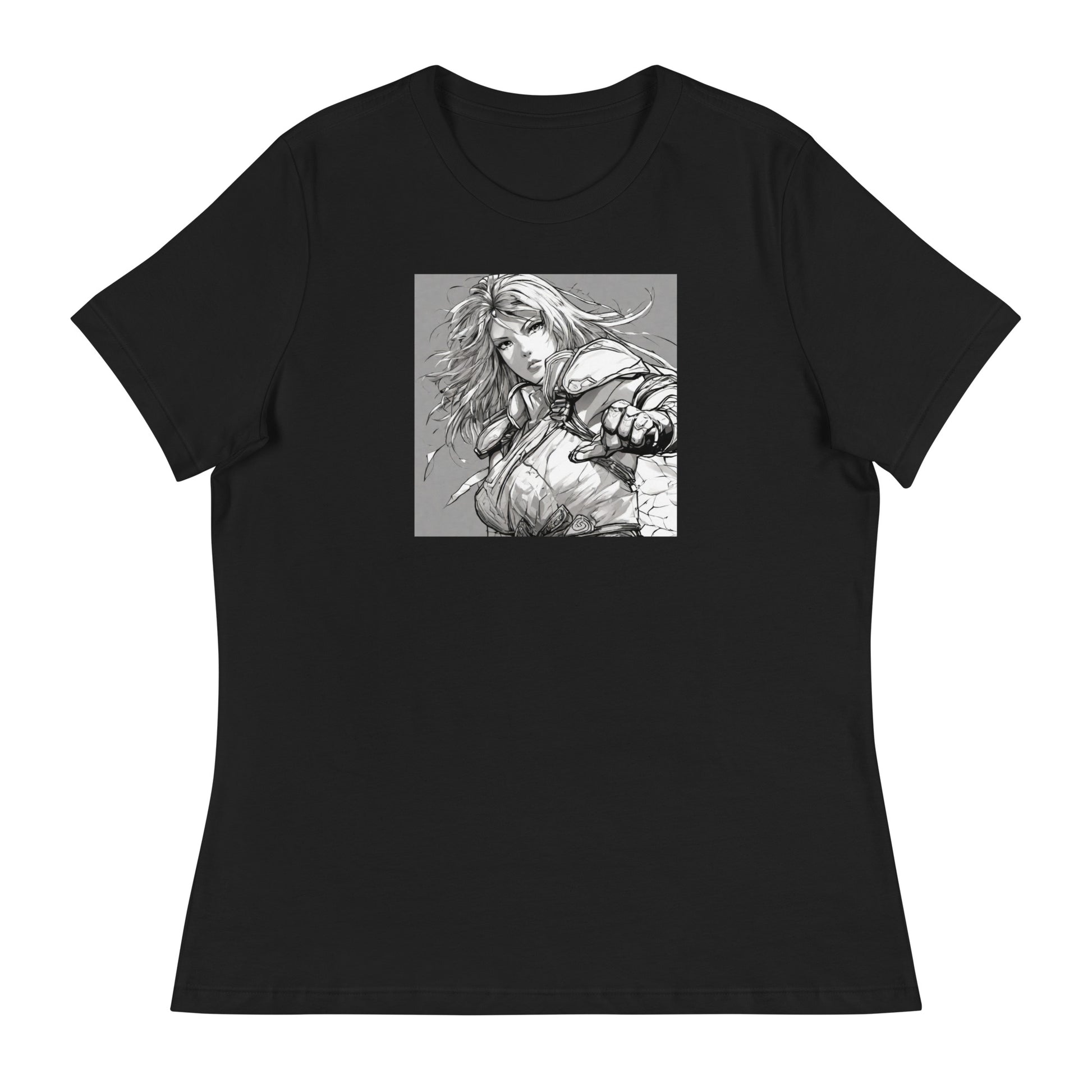 Fearless Swordmaiden Women's Anime T-Shirt Black