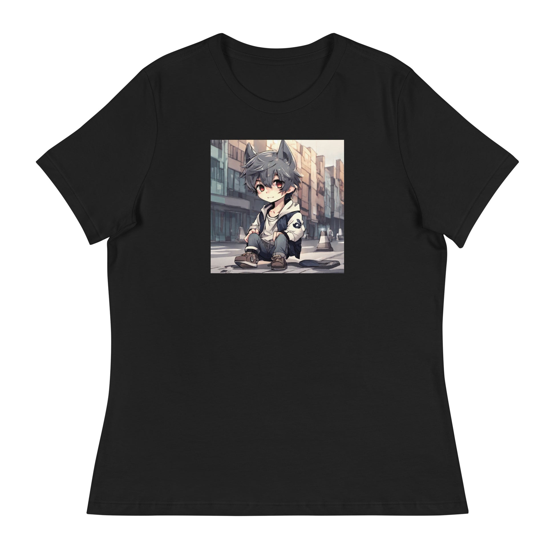 Wolf Spirit Women's Anime T-Shirt Black