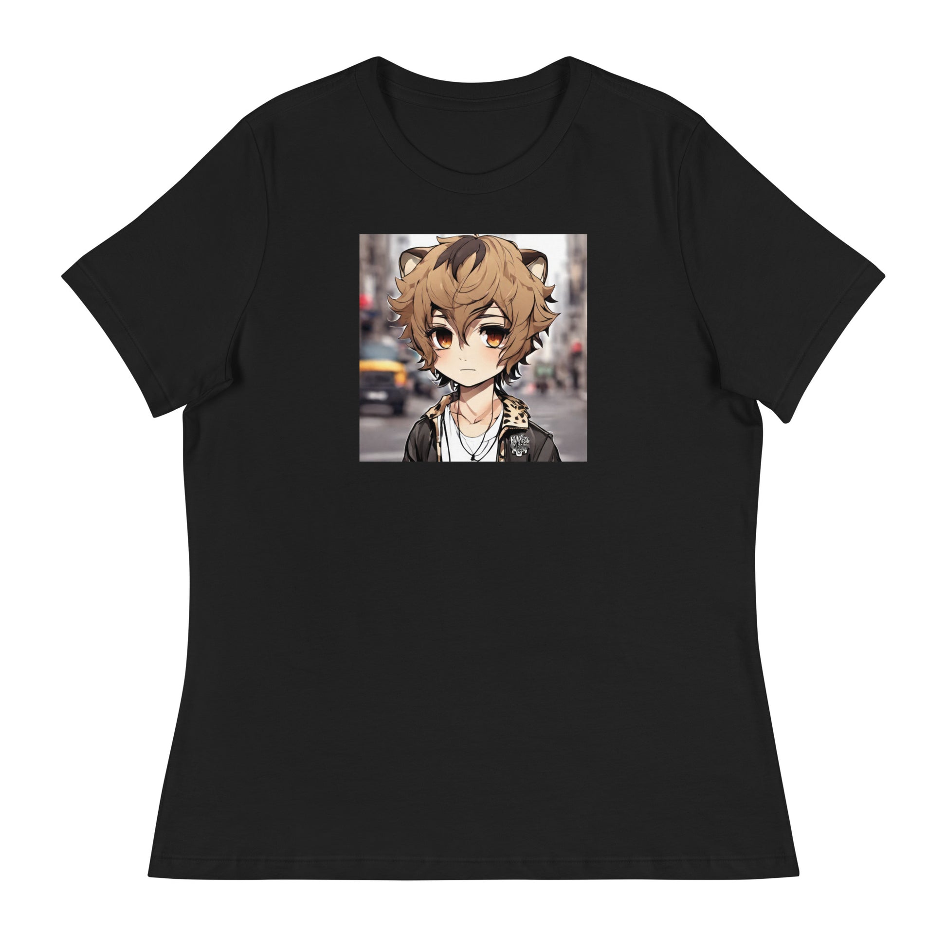 Leopard Boy Women's Anime T-Shirt Black