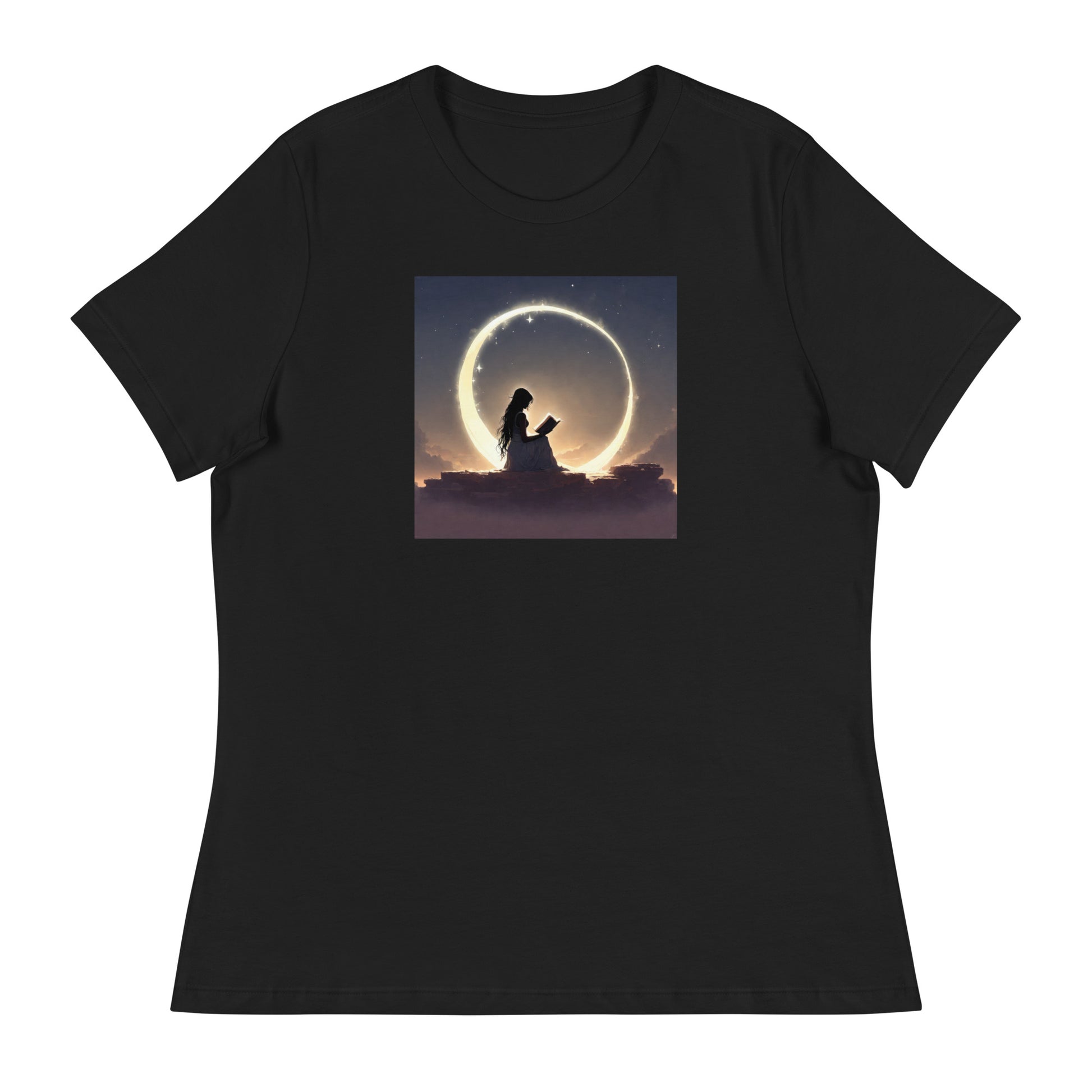 Reading at Twilight Women's Book Lover T-Shirt Black