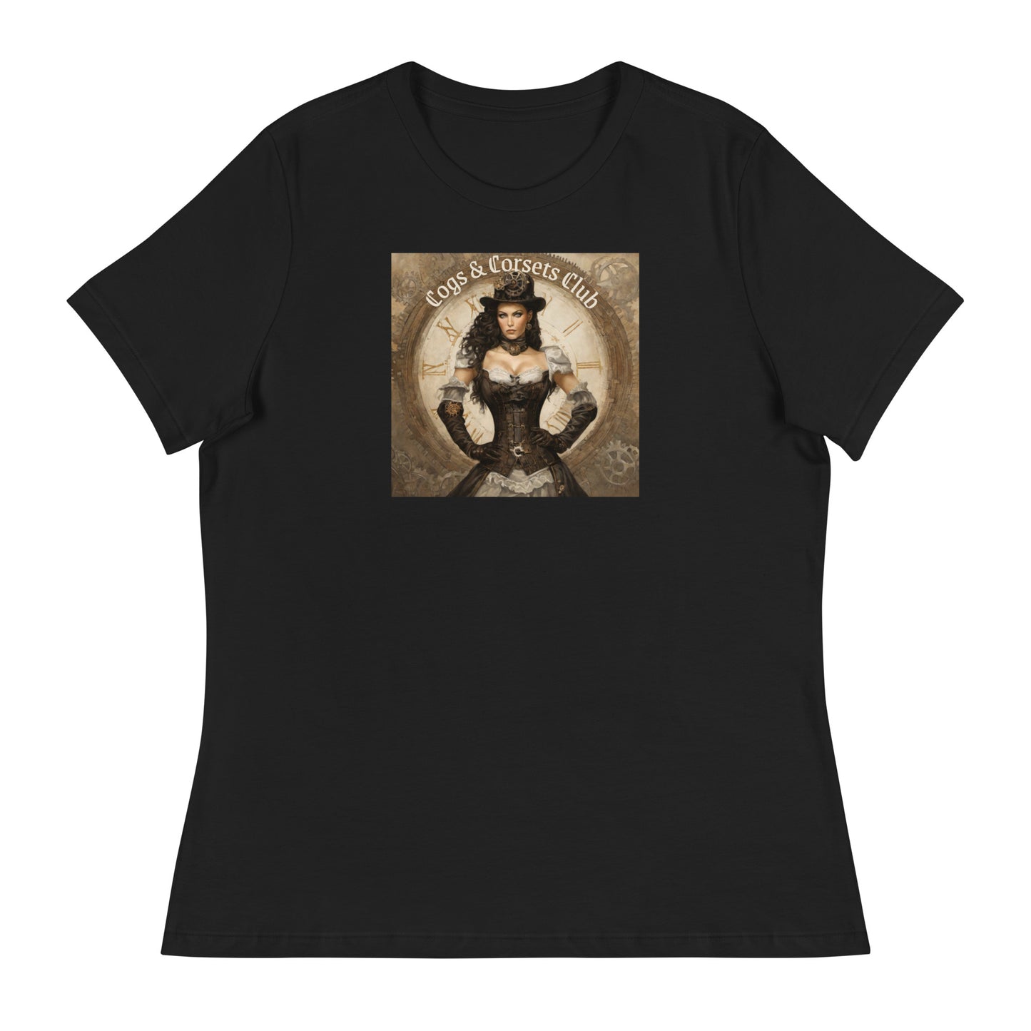 Cogs & Corsets Club Women's Steampunk T-Shirt Black