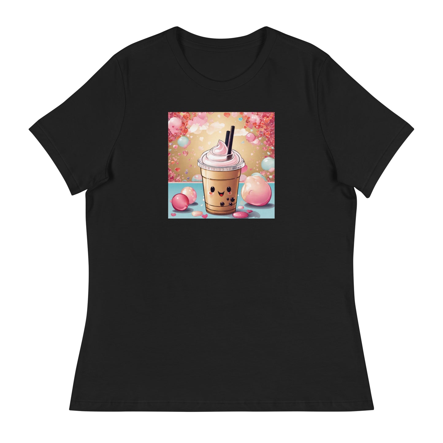 Cute Bubble Milk Tea Women's Boba T-Shirt Black