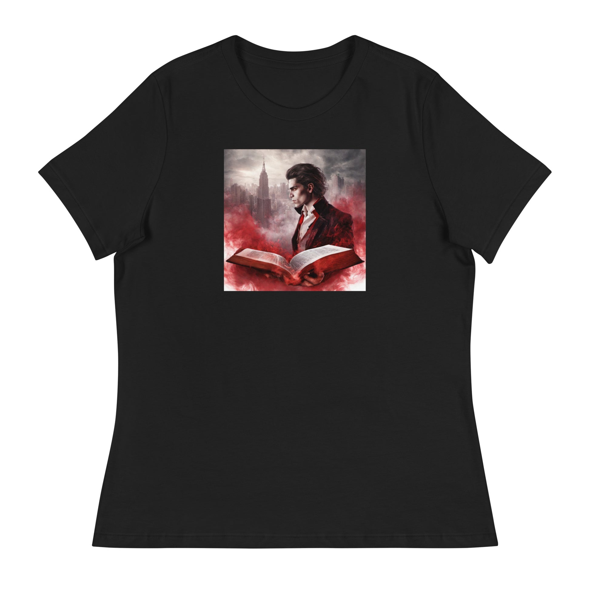 Women's Vampire Book Fan T-Shirt Black