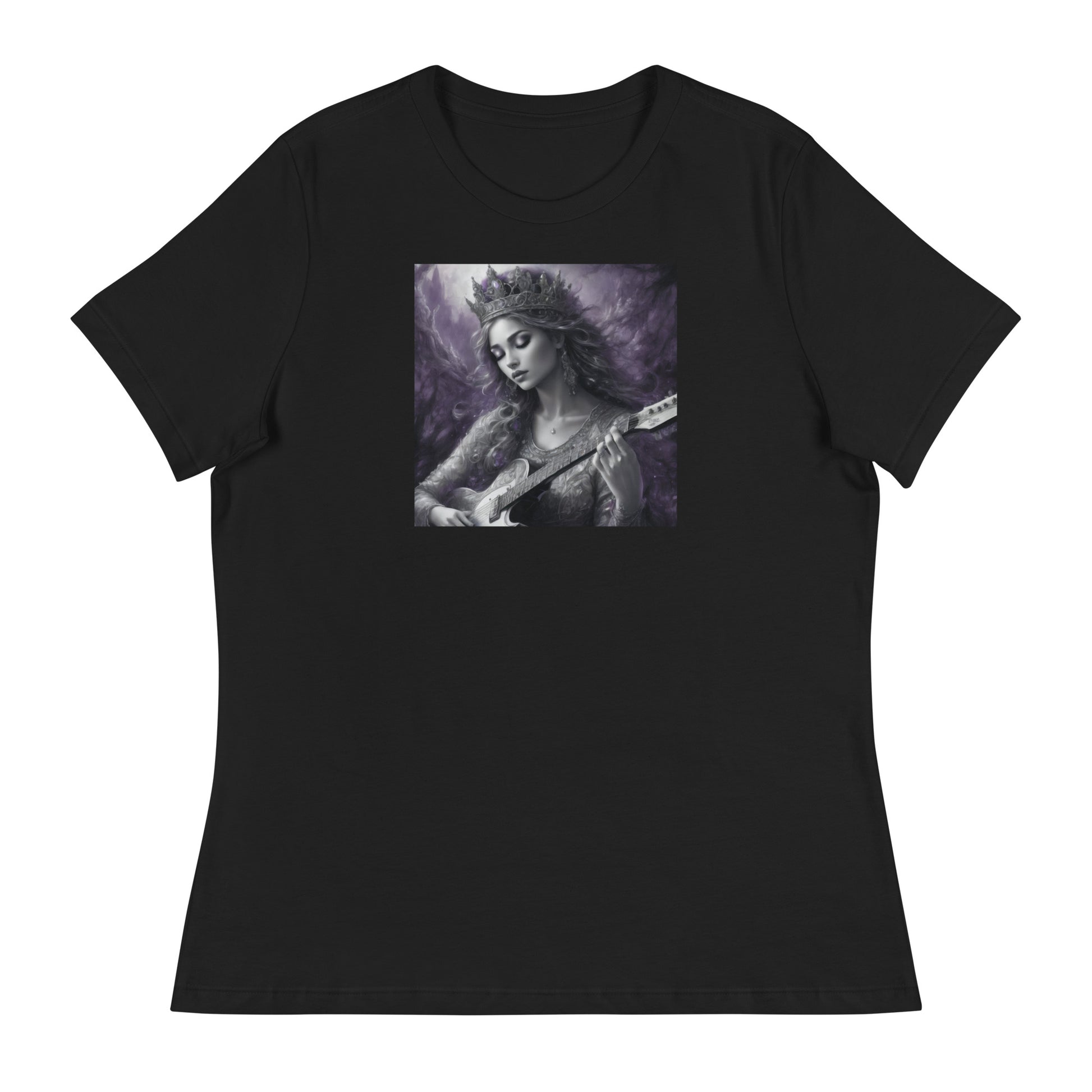 Princess Woman Playing the Guitar T-Shirt Black