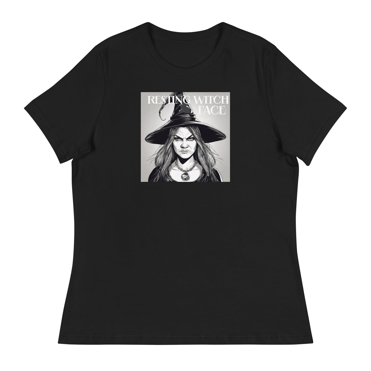 Resting Witch Face Women's Halloween T-Shirt Black