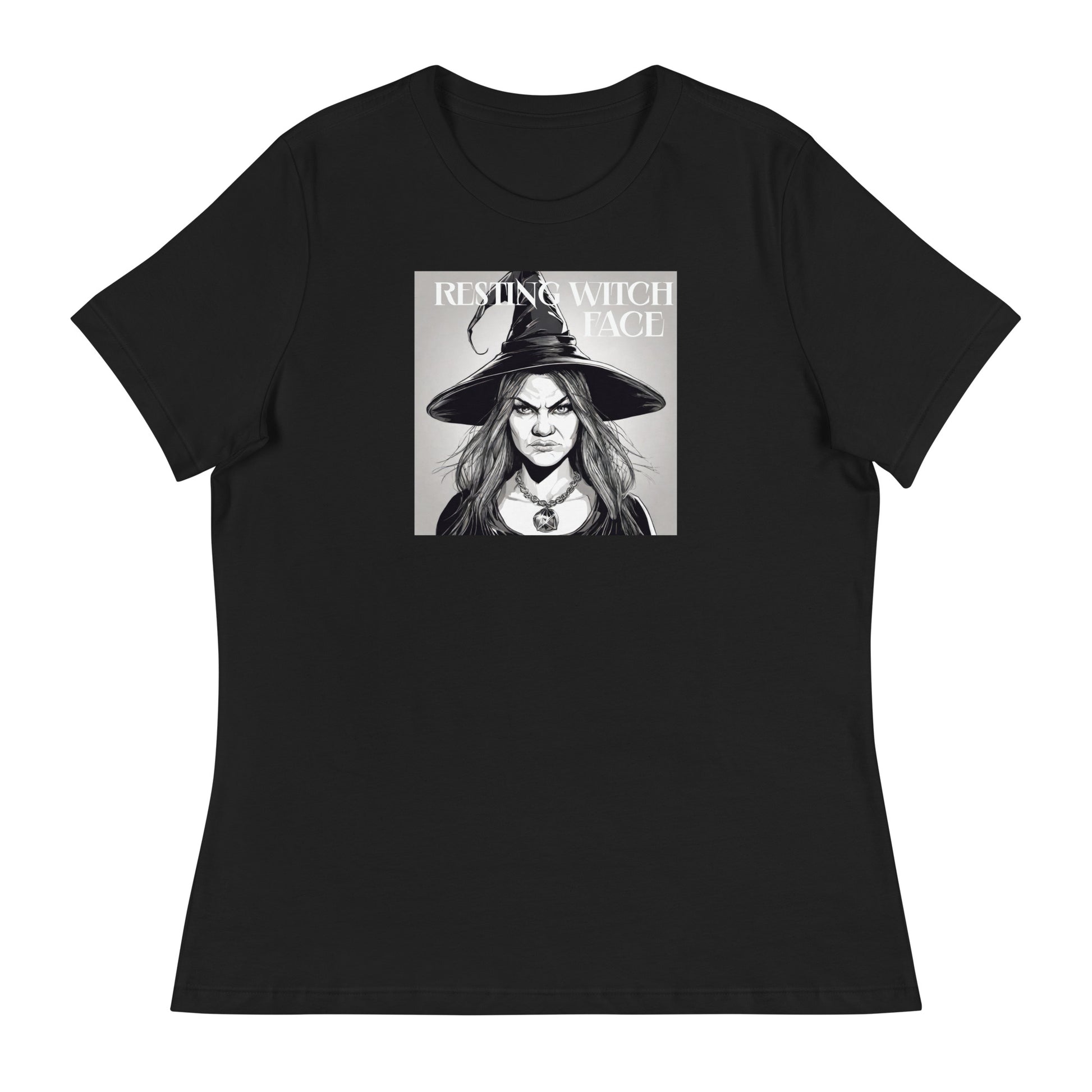 Resting Witch Face Women's Halloween T-Shirt Black