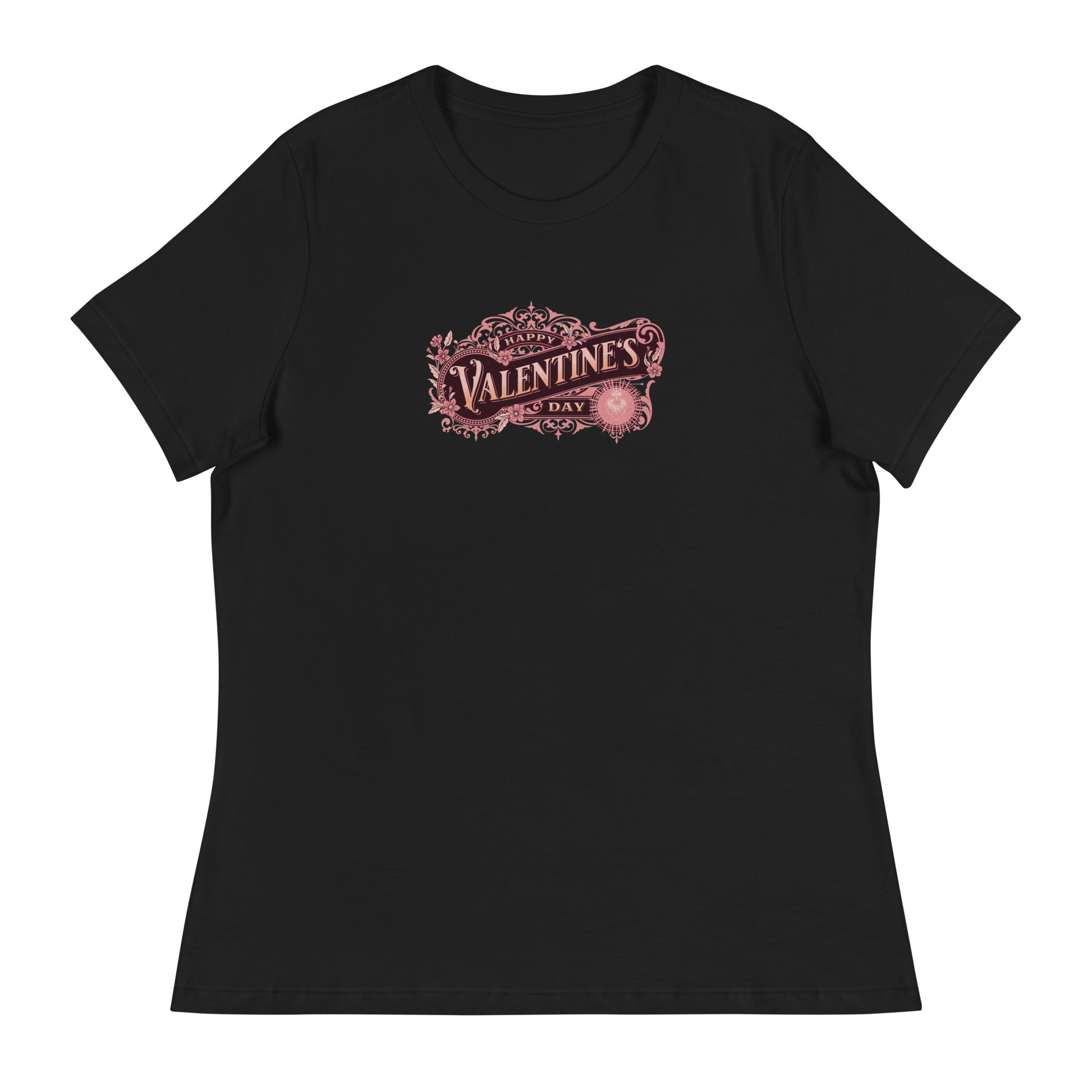 Women's Happy Valentine's Day T-Shirt Black