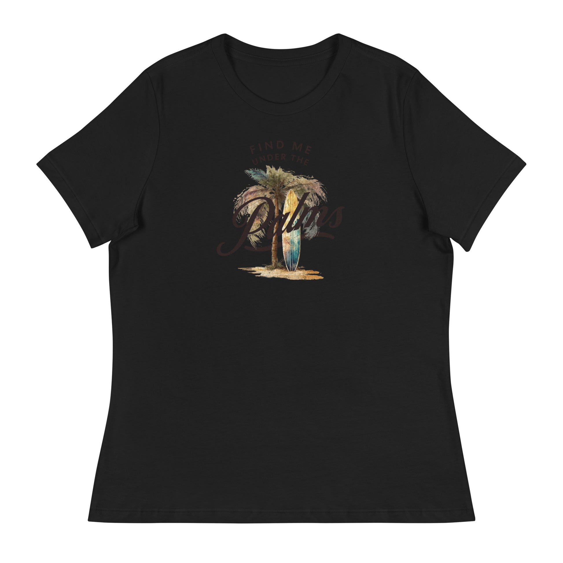 Find me Under the Palms Women's Beach T-Shirt Black