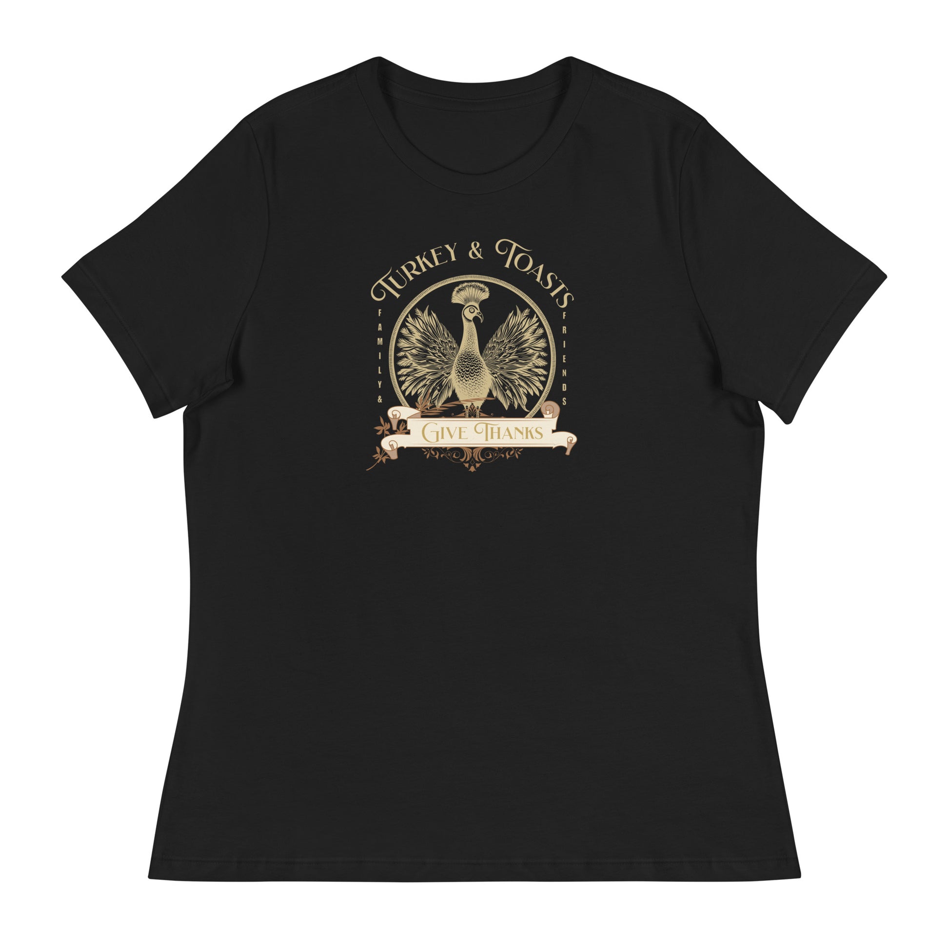 Turkey & Toasts Give Thanks Women's T-Shirt Black