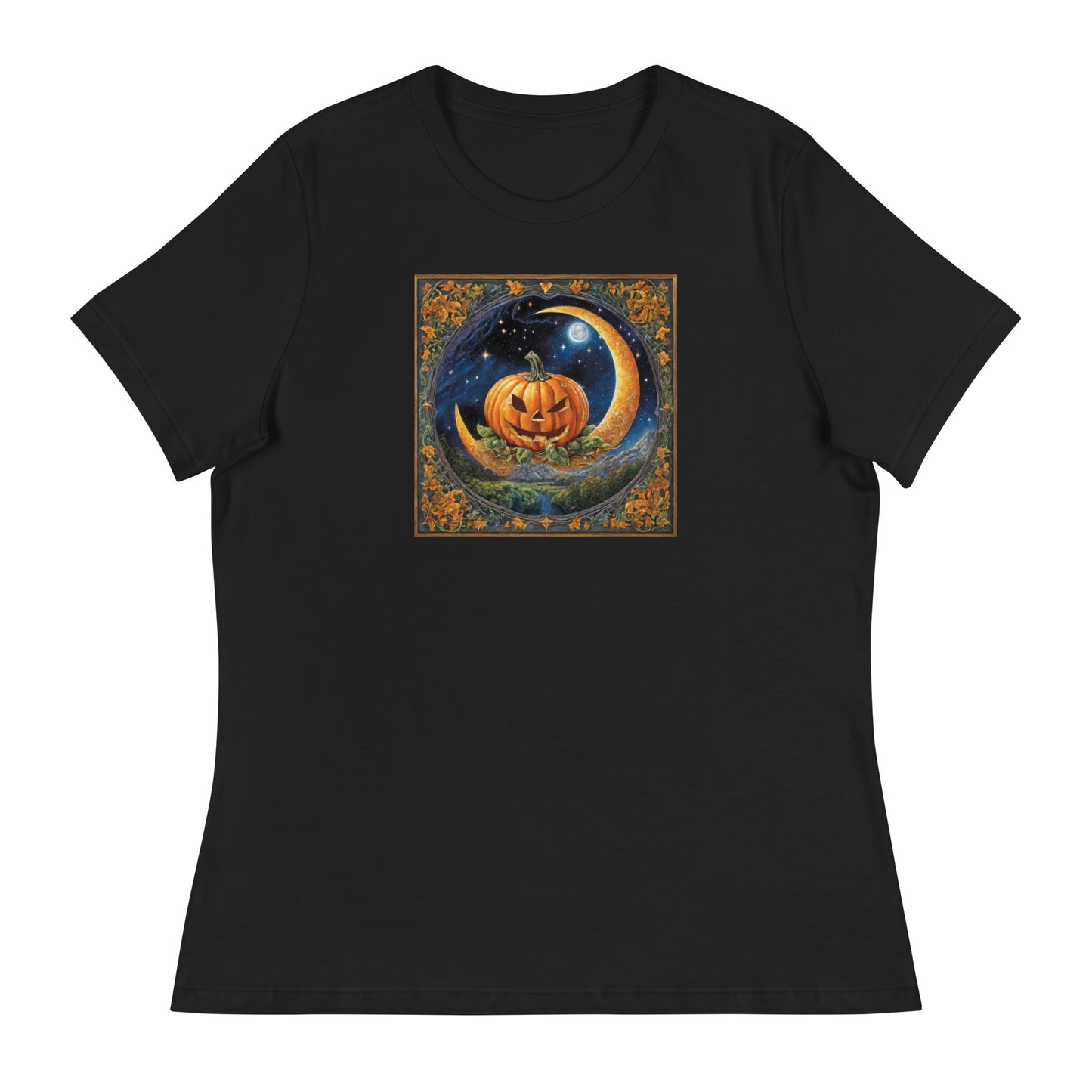 Jack O' Lantern Pumpkin Women's Halloween T-Shirt Black