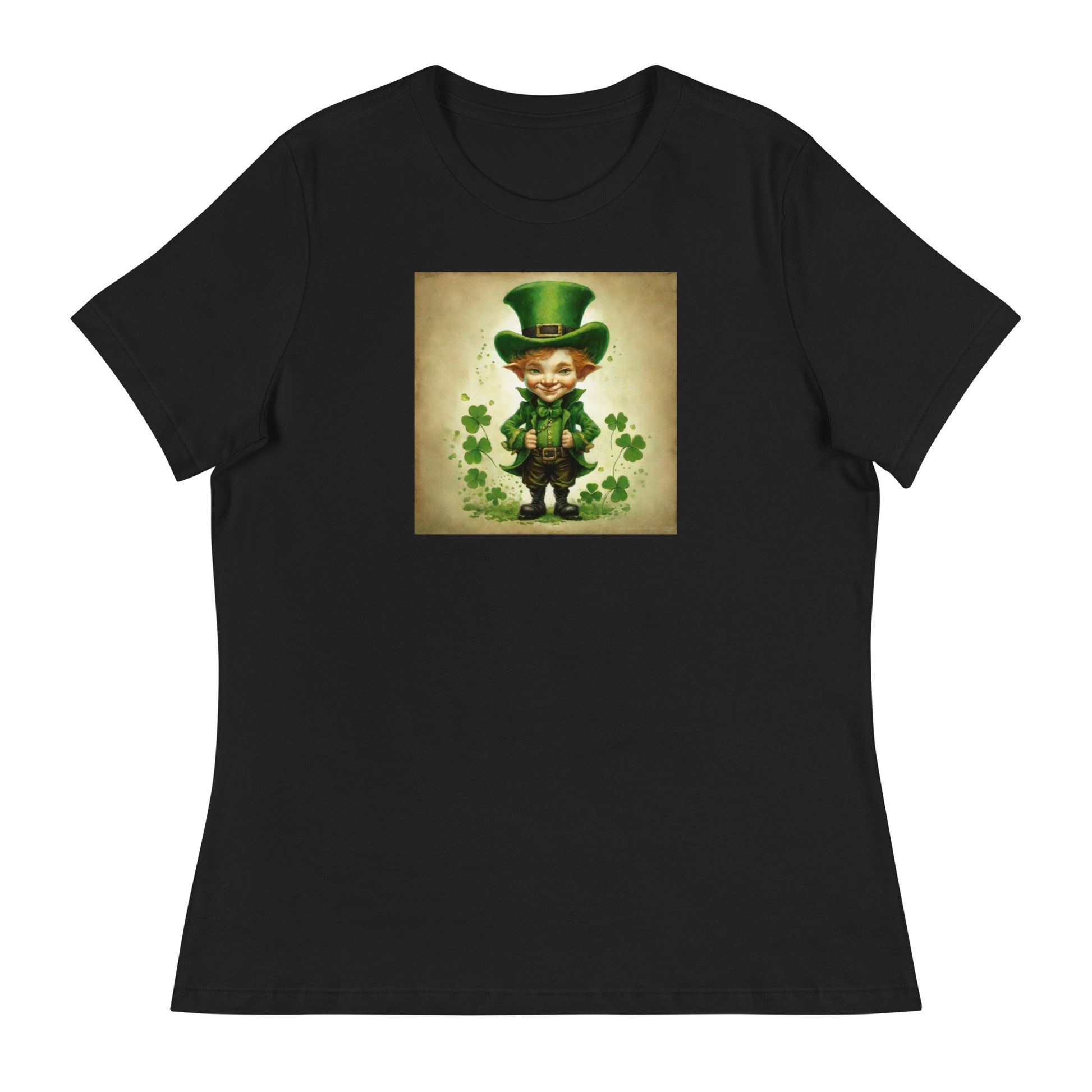 Cute Leprechaun Women's St Patrick's Day T-Shirt Black