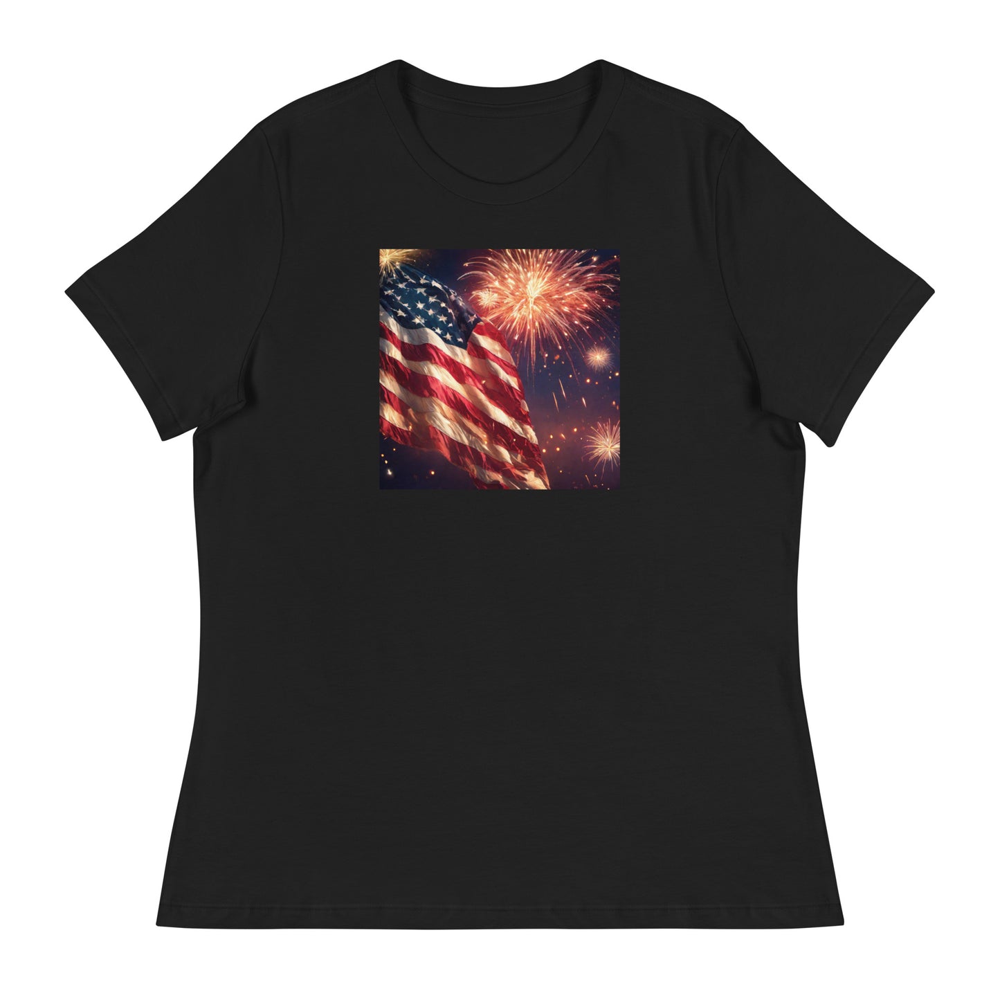 American Flag Women's 4th of July T-Shirt Black