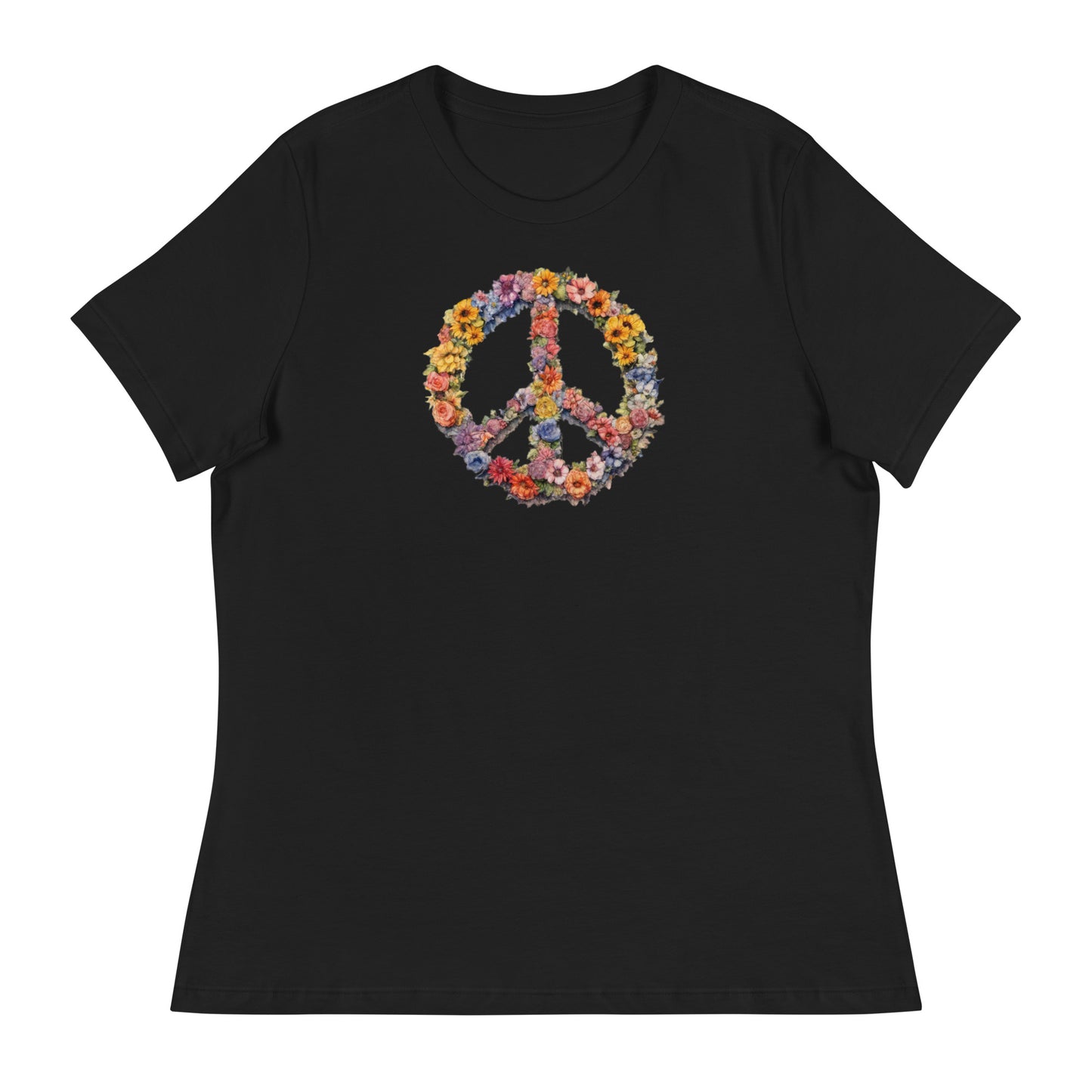 Flower Peace Sign Women's T-Shirt Black