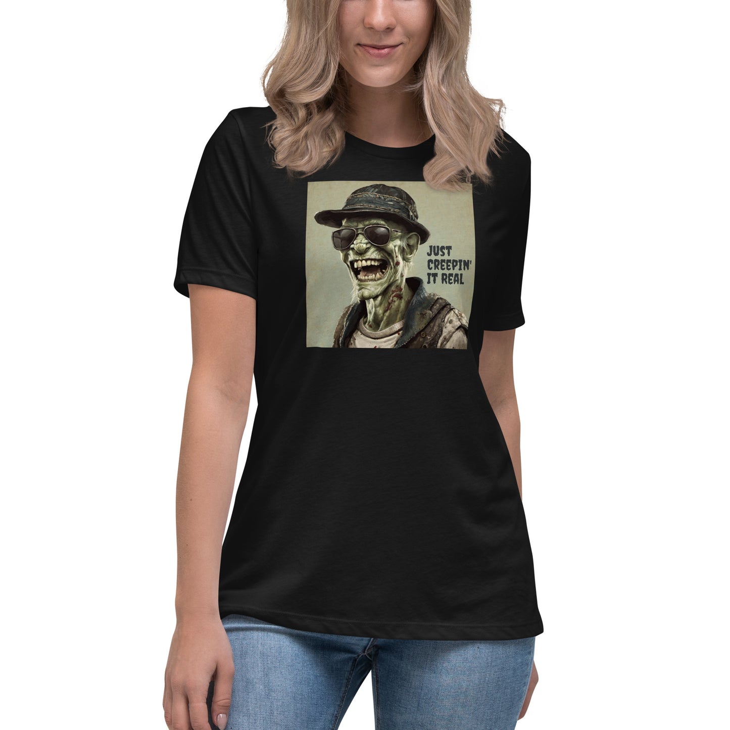 Just Creepin' It Real Women's Zombie T-Shirt for Halloween