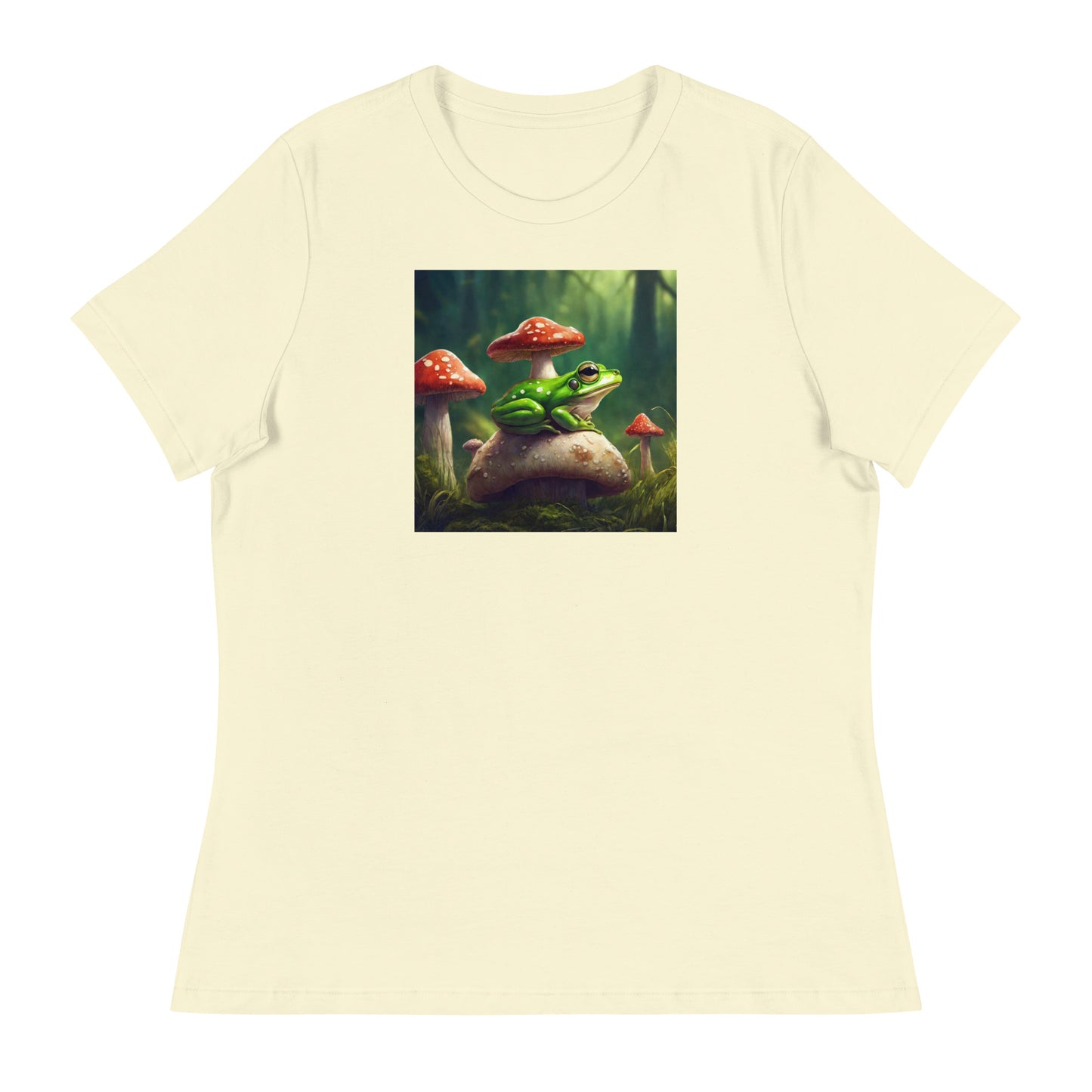 Frog & Mushrooms Women's Animal T-Shirt Citron