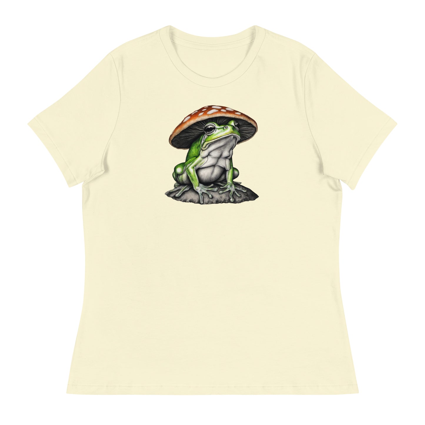 Frog in Shroom Cap Women's Graphic Tee Citron