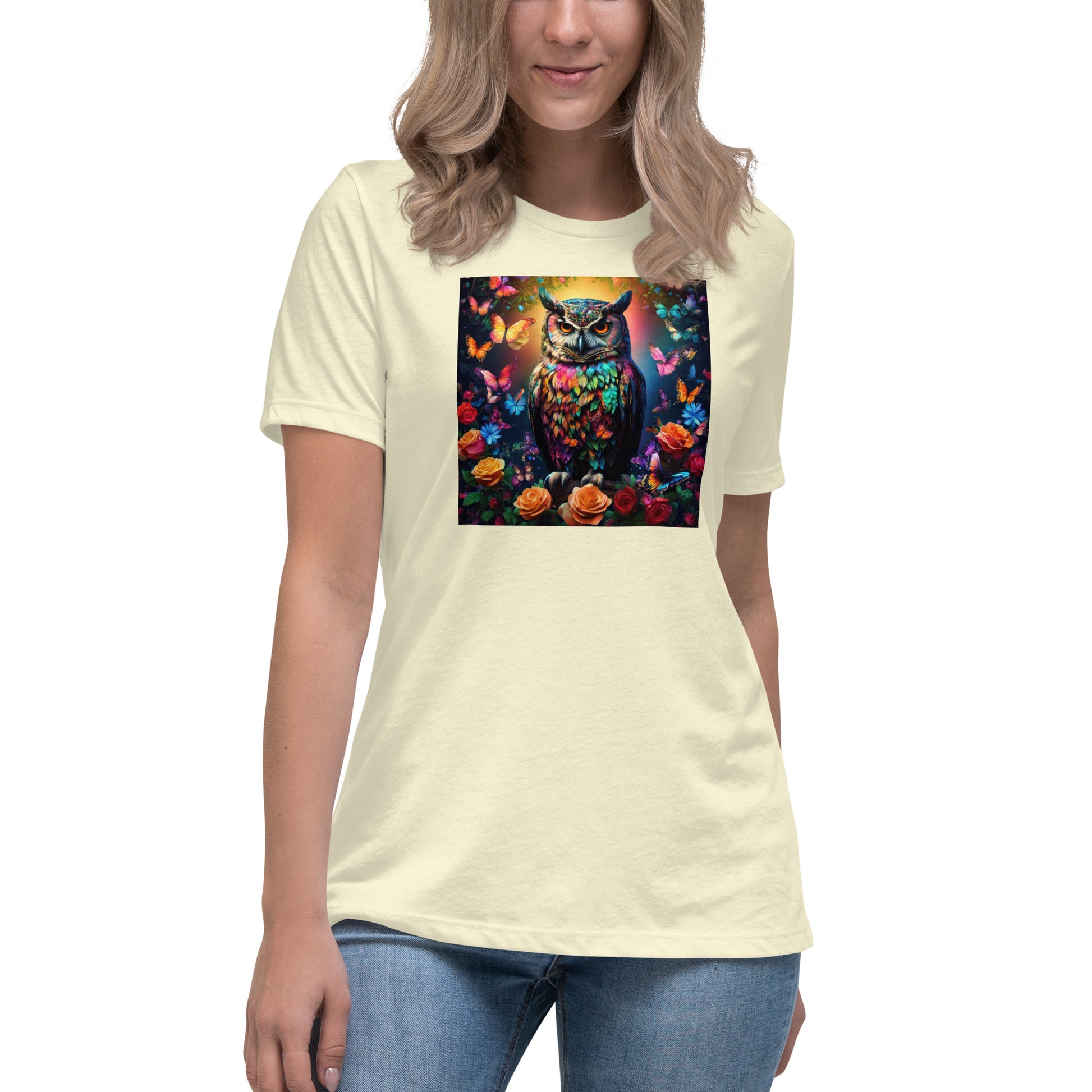 Owl and Roses Women's Animal Lover T-Shirt