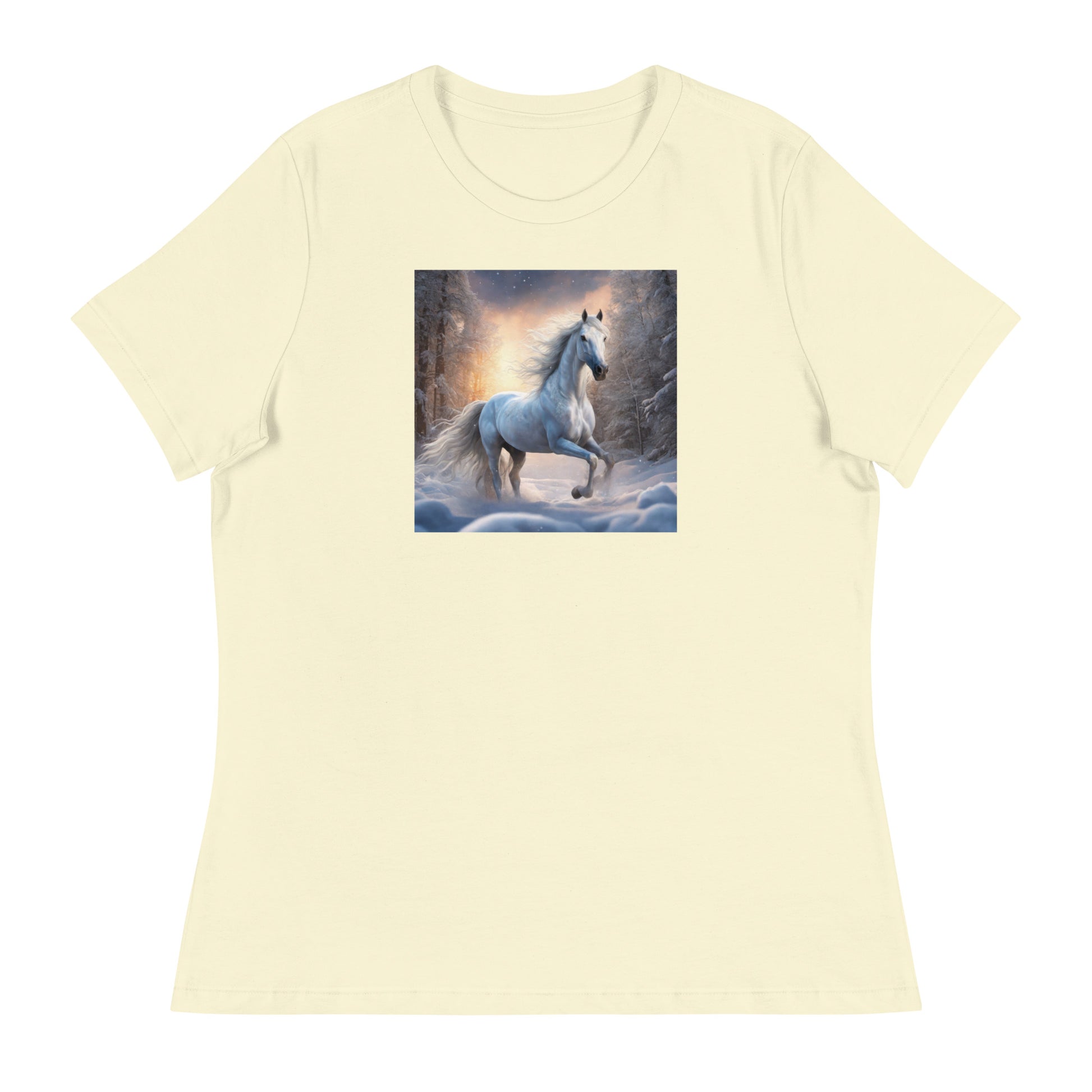 Beautiful White Winter Horse Women's Animal Lover T-Shirt Citron