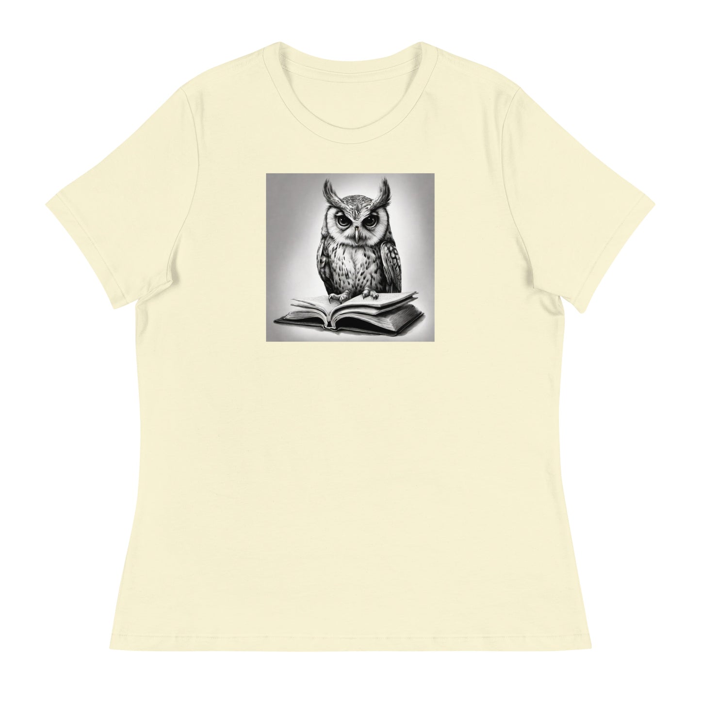 Booksmart Owl Women's Book Lover T-Shirt Citron