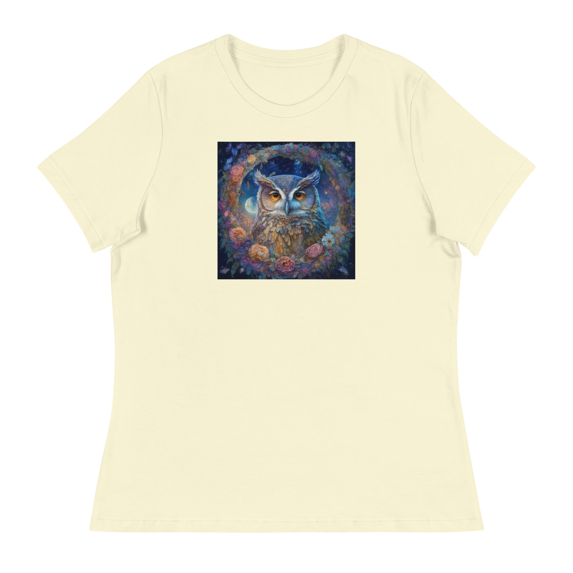 Owl Wreath Women's Animal Lover T-Shirt Citron