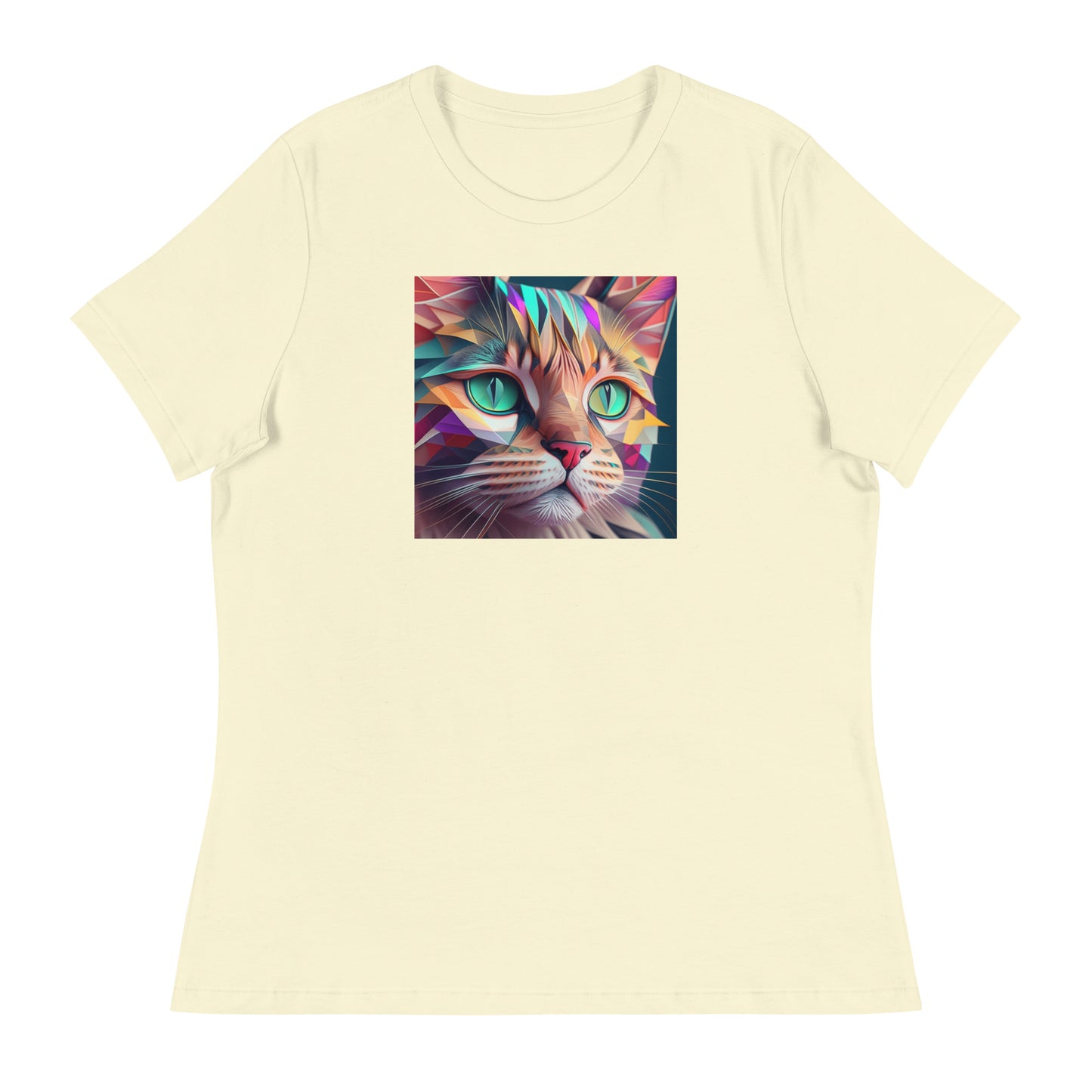 Geometric Cat Women's Cat Lover T-Shirt Citron