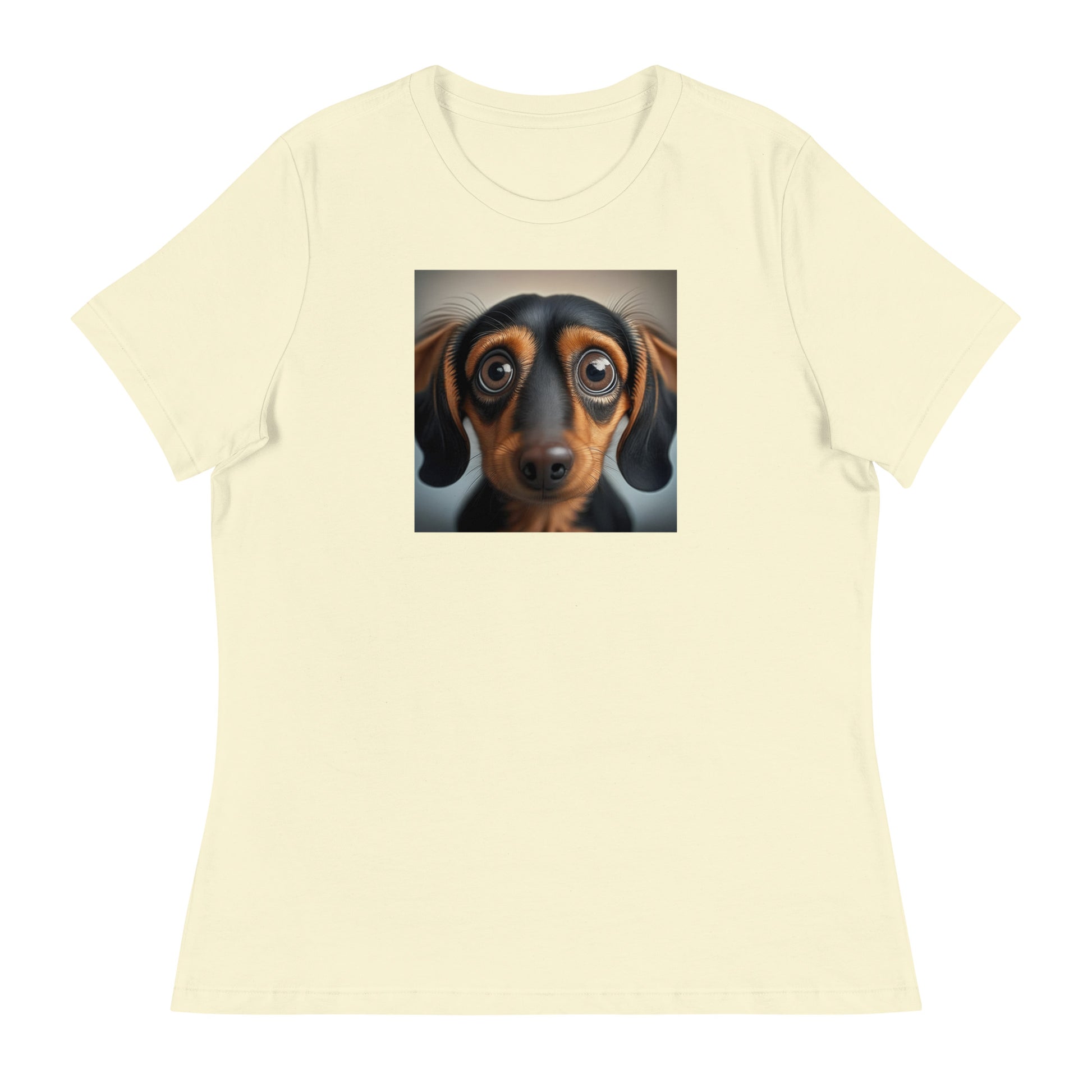 Dachshund with Puppy Dog Eyes Women's Weiner Dog T-Shirt Citron