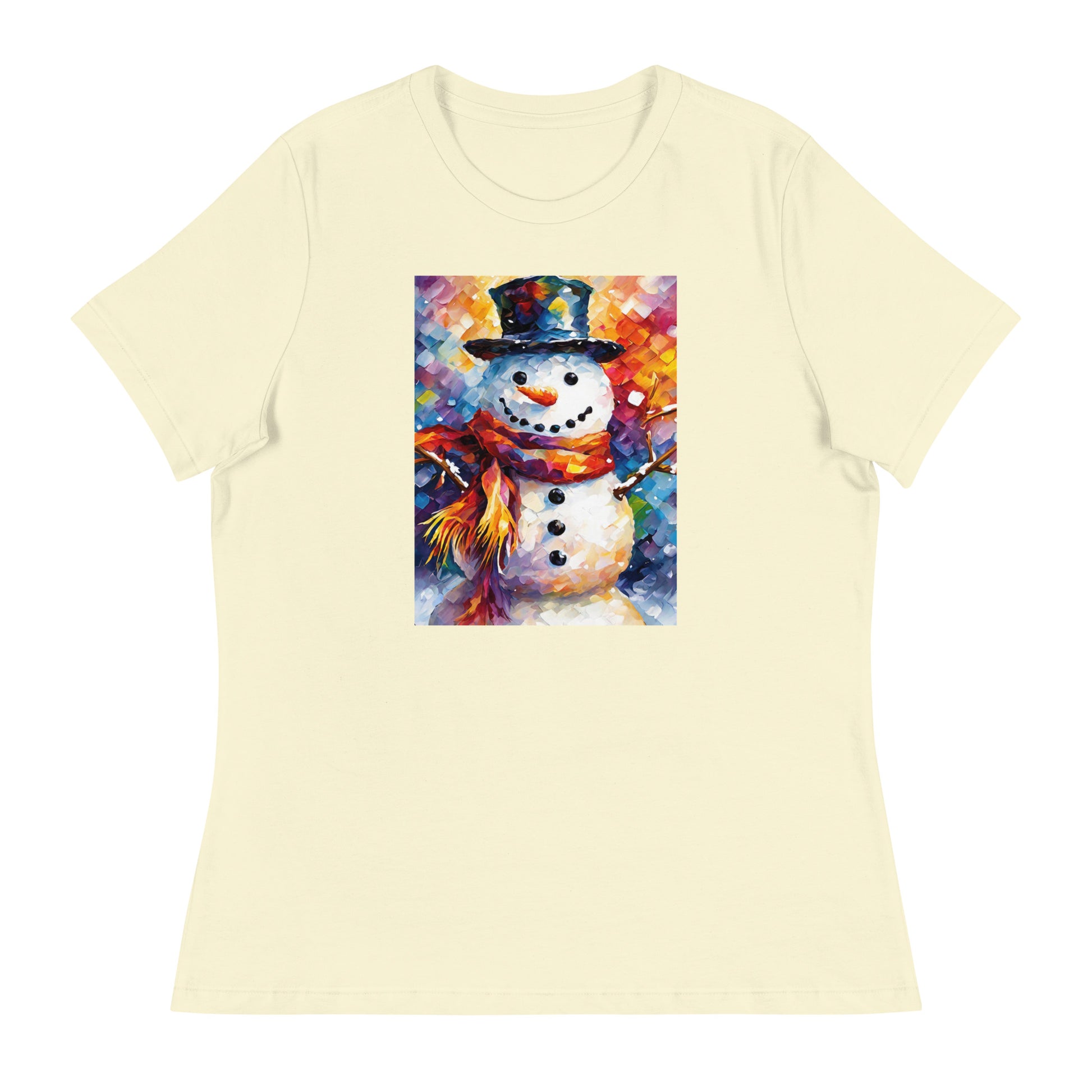 Happy Snowman Women's Christmas T-Shirt Citron