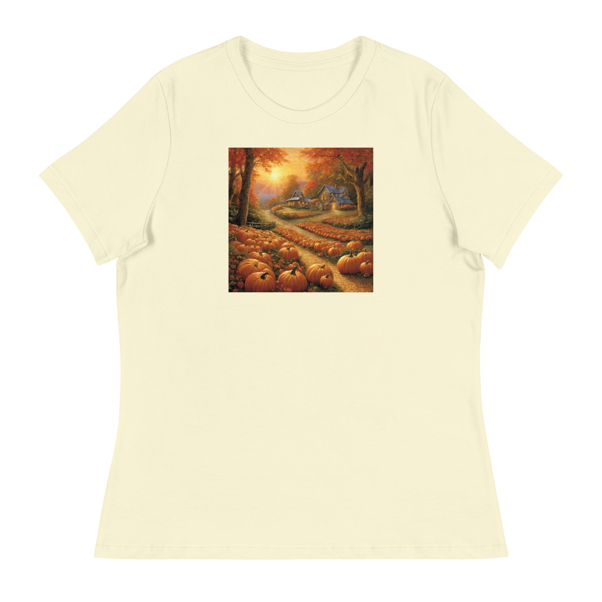 Fall Pumpkin Scene Women's Autumn T-Shirt Citron