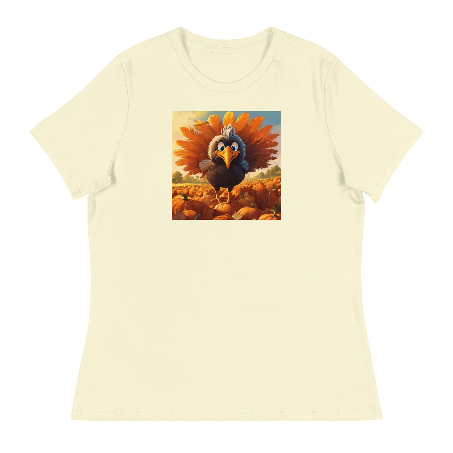 Cute Turkey Women's Thanksgiving T-Shirt Citron