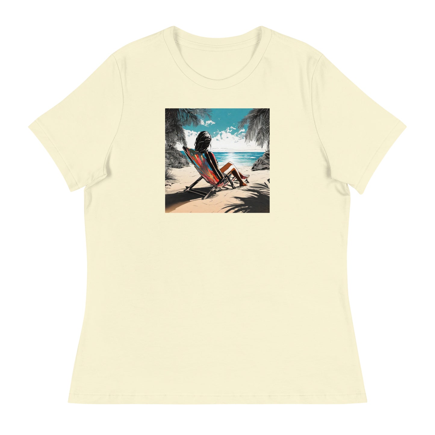 Relaxing on the Beach Women's Summer T-Shirt Citron