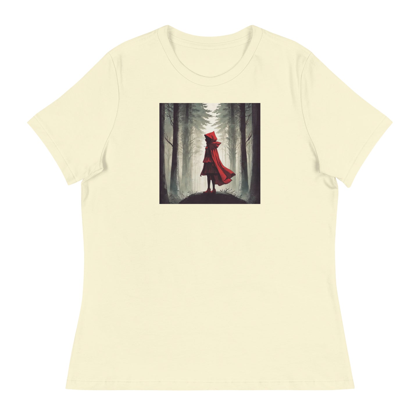 Bold Red Riding Hood in Forest Women's Fairy Tale T-Shirt Citron