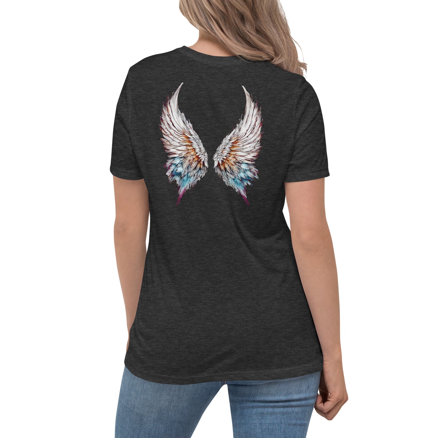 Colorful Angel Wings Women's T-Shirt Dark Grey Heather