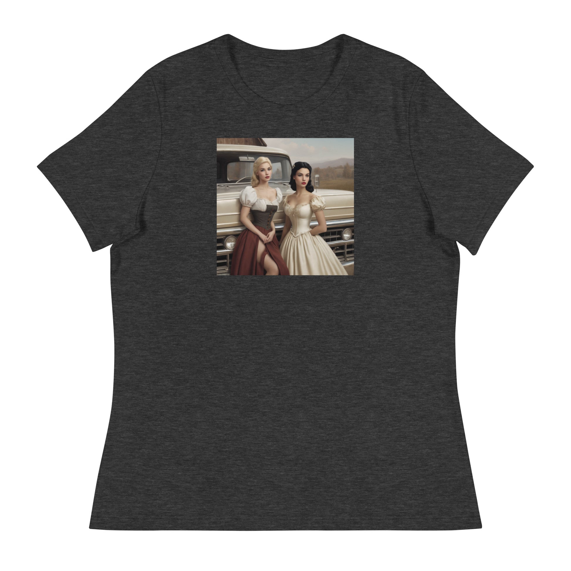 Cinderella and Snow White Hanging Out Women's T-Shirt Dark Grey Heather