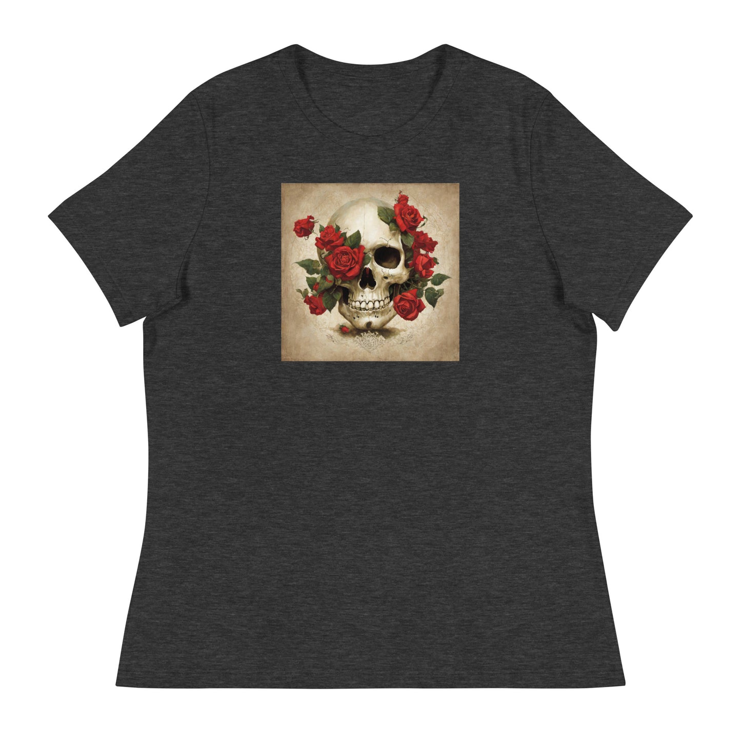 Skull & Roses Women's T-Shirt Dark Grey Heather