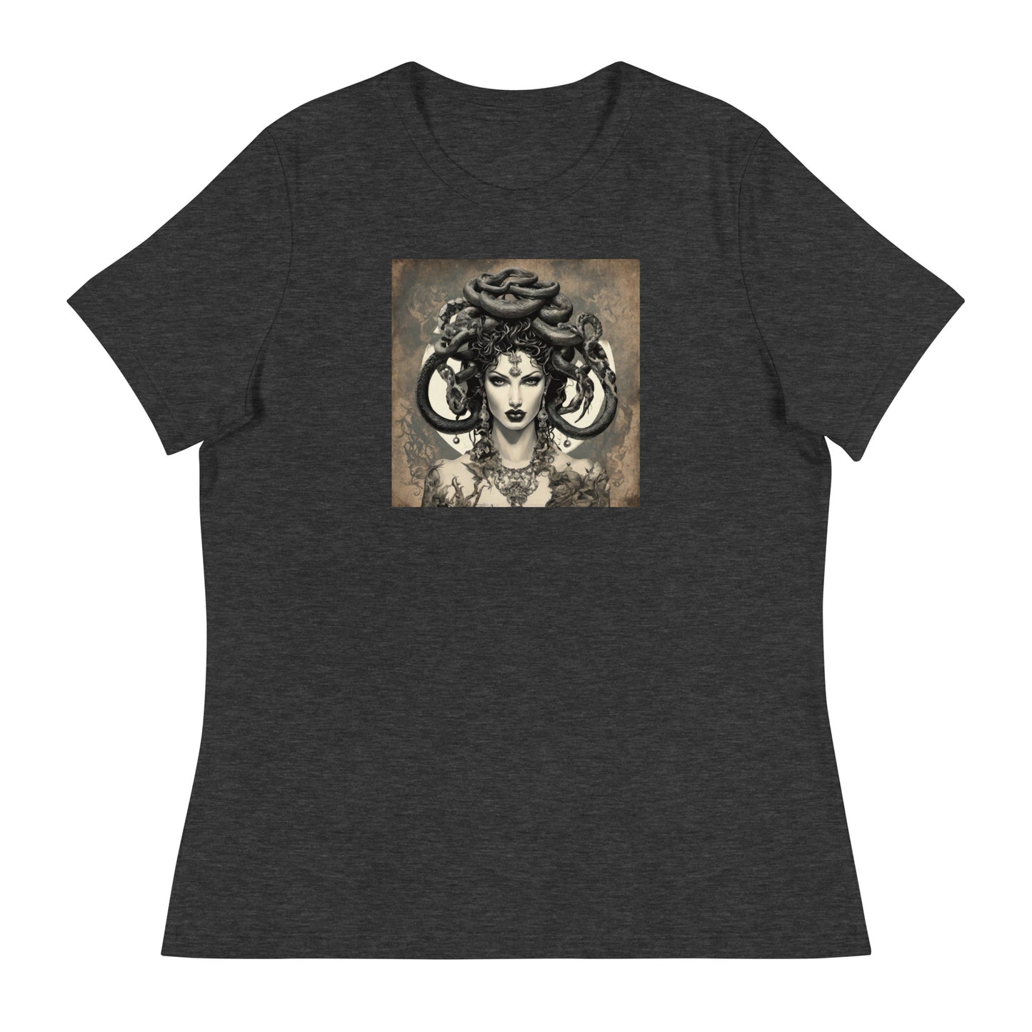 Medusa's Gaze Women's Graphic Tee Dark Grey Heather