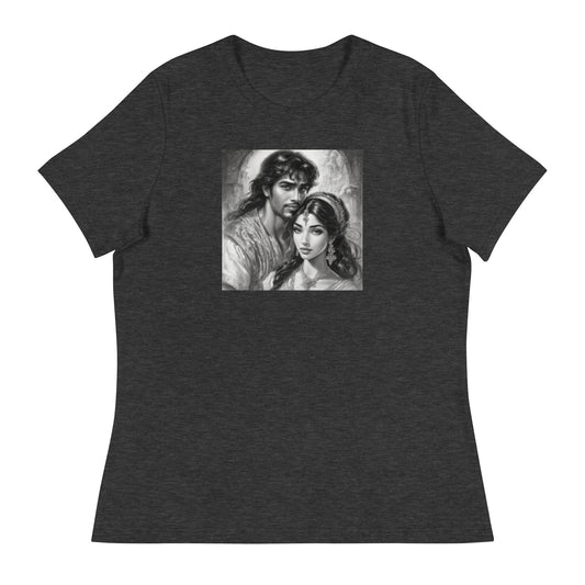 Jasmine & Aladdin Portrait Women's Fairy Tale T-Shirt Dark Grey Heather