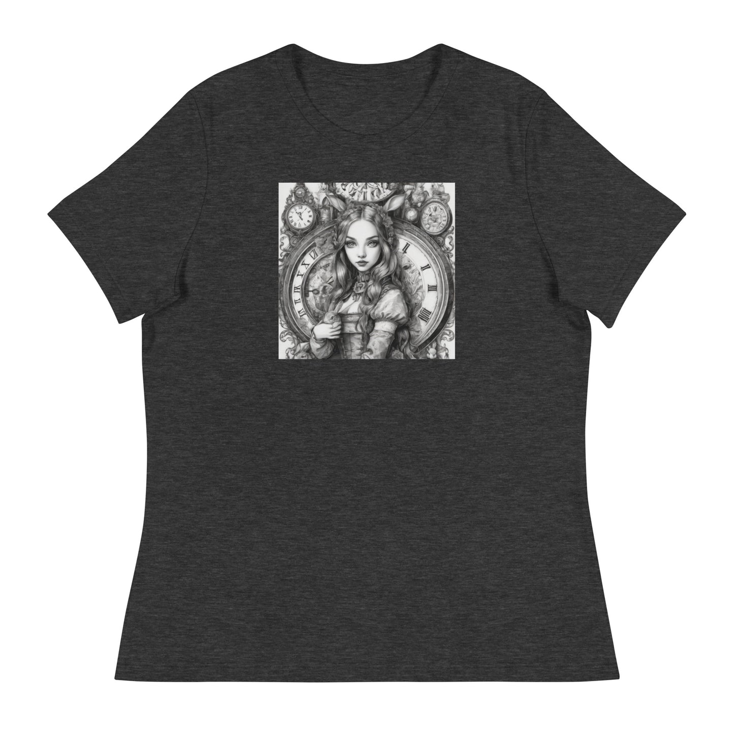 Alice in Wonderland Clockwork Women's T-Shirt Dark Grey Heather