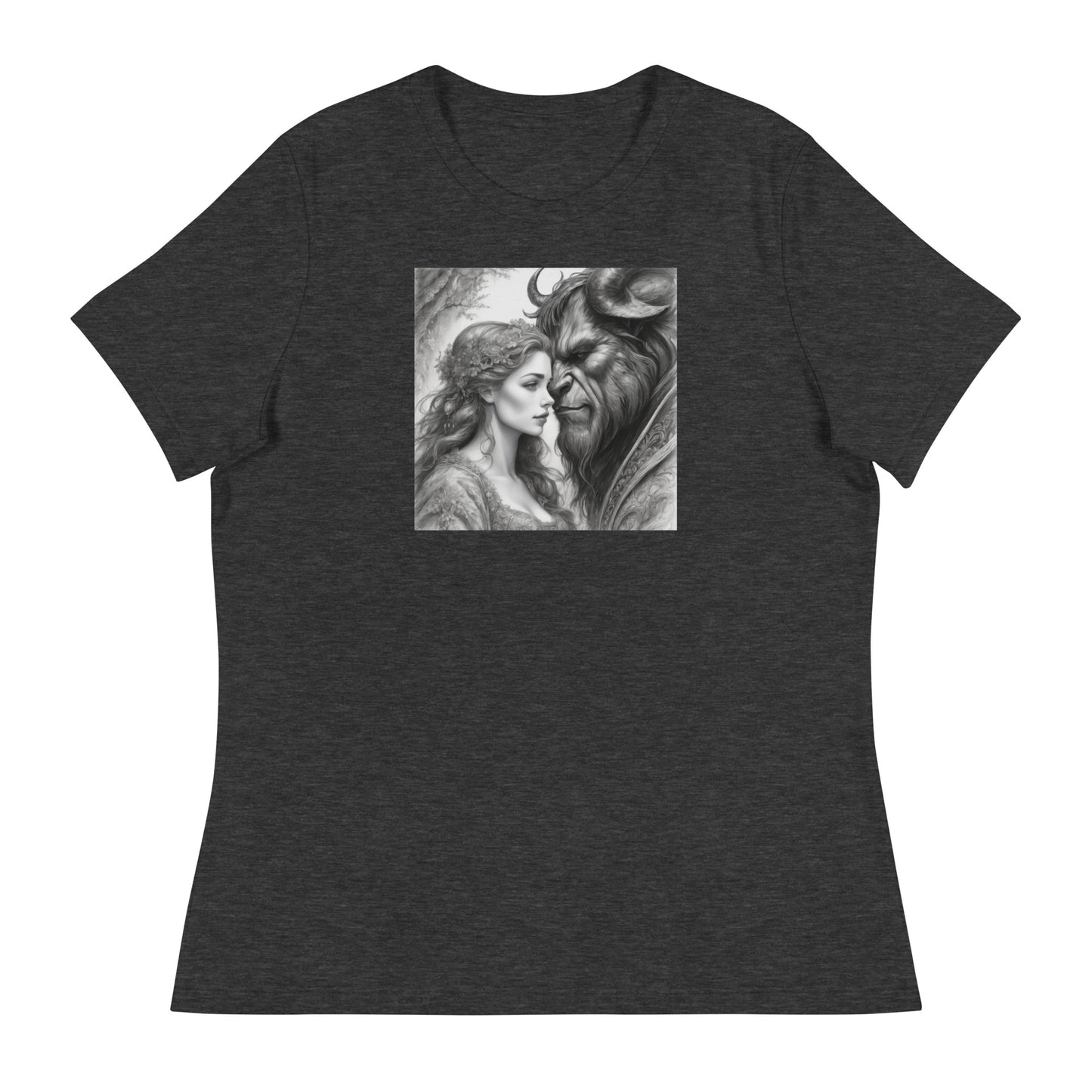 Beauty and the Beast Portrait Women's T-Shirt Dark Grey Heather