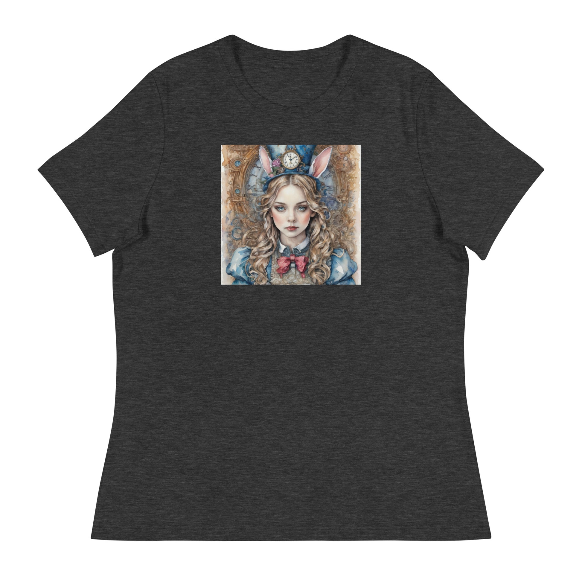 Alice in Wonderland with Bunny Ears Women's T-Shirt Dark Grey Heather