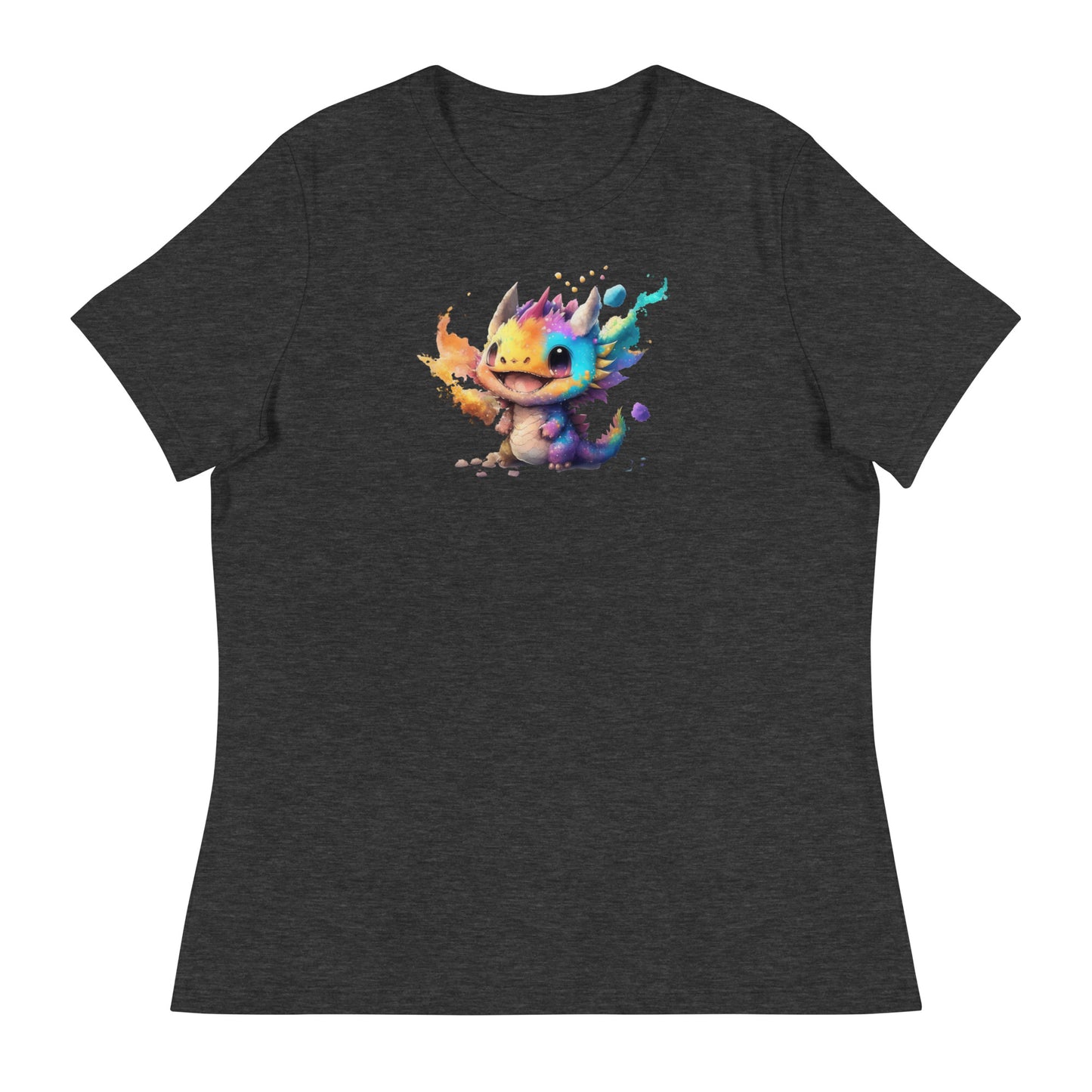 Cute Baby Dragon Women's Fantasy T-Shirt Dark Grey Heather