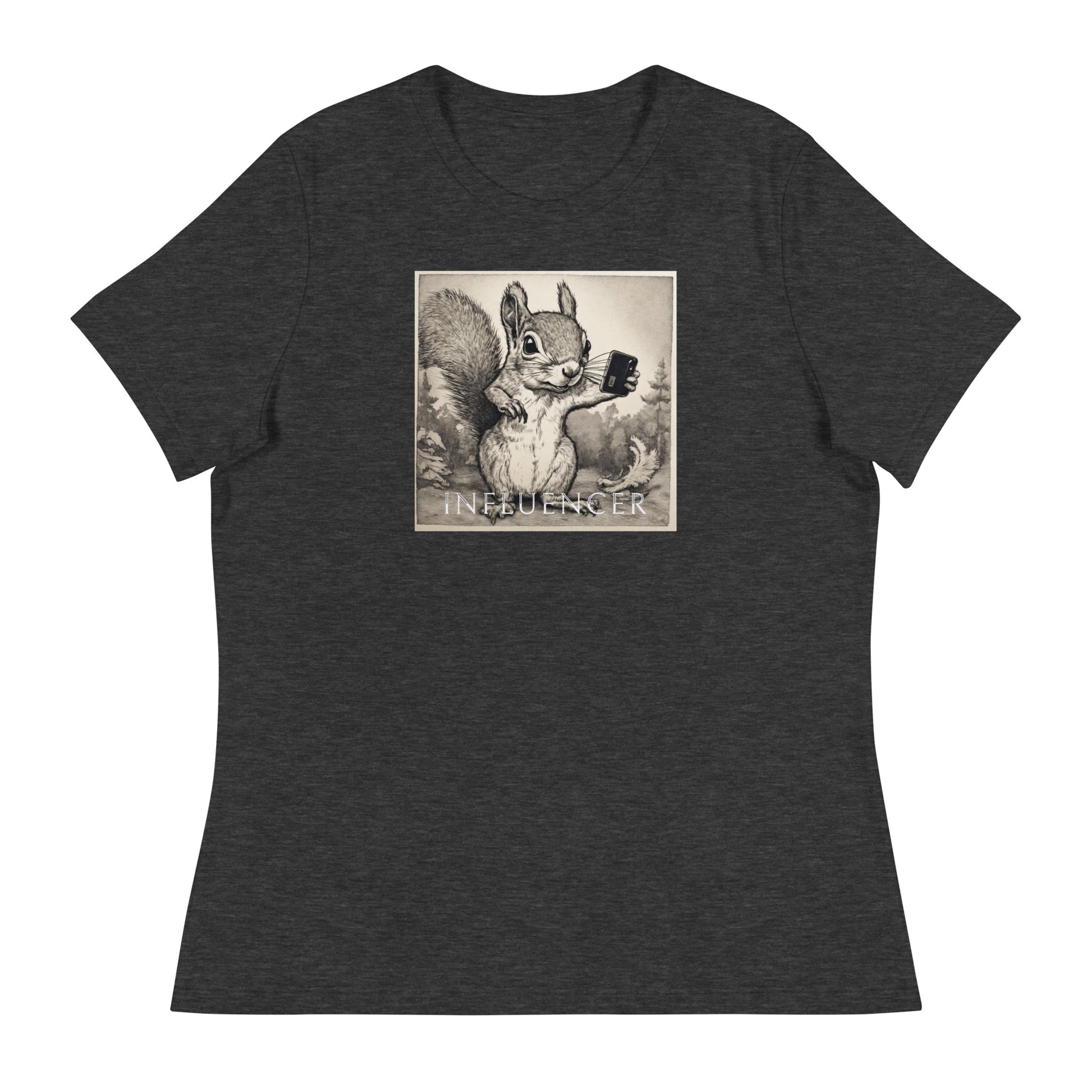 Squirrel Influencer Women's Funny Shirt Dark Grey Heather